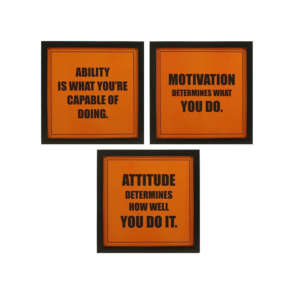 Indianara 4 Piece Set of Framed Wall Hanging Motivational Office Decor Art Prints 8.7 Inch X 8.7 Inch Without Glass-Multicolour