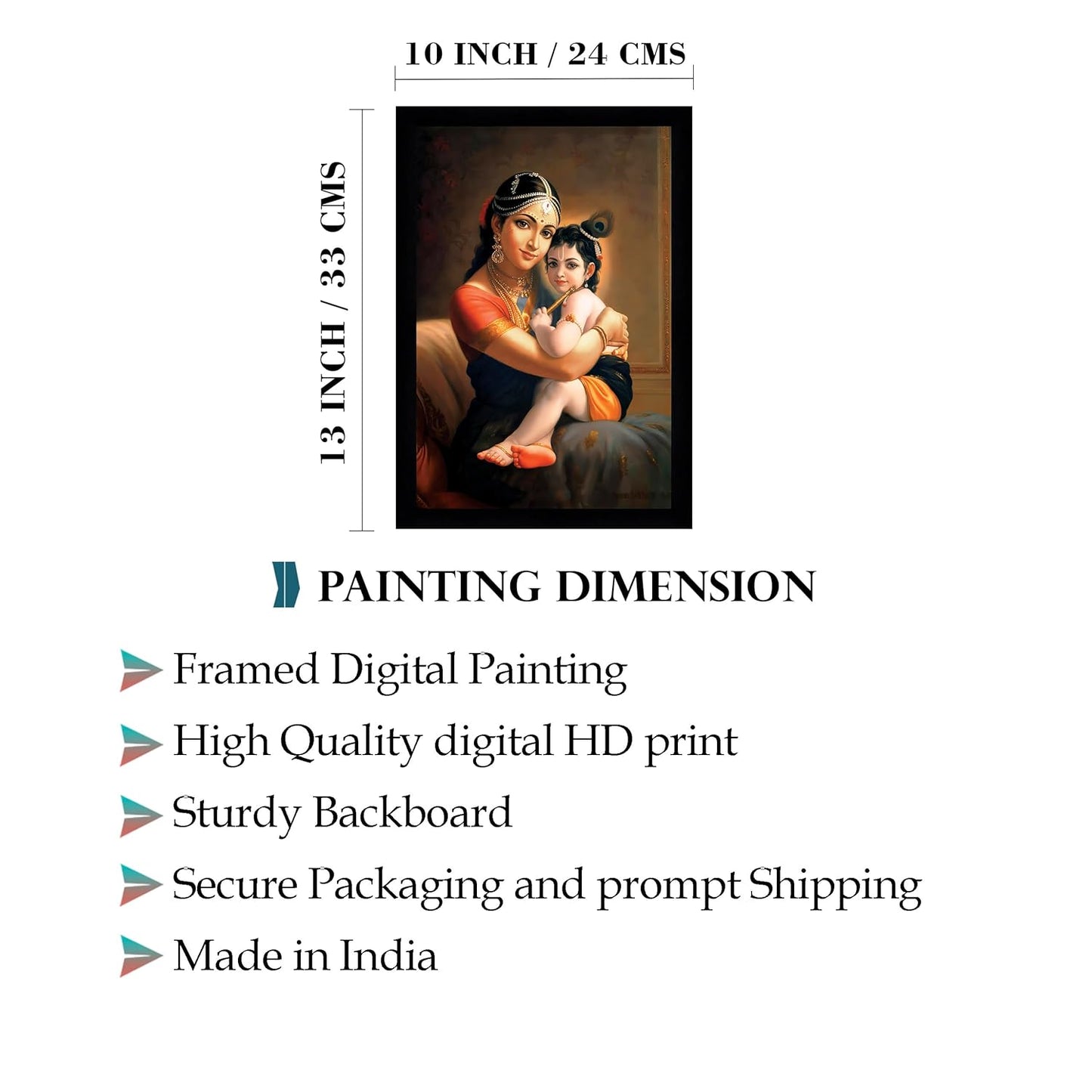 Indianara Yashoda Nandlala Painting With Frame 13 Inches X 10 Inches