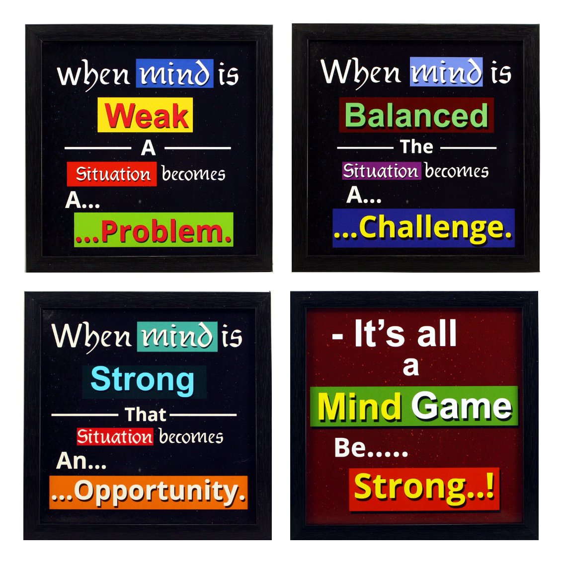 Indianara Framed Wall Hanging Motivational Quotes Art Prints 9.5 inch X 9.5 inch Without Glass-Multicolour