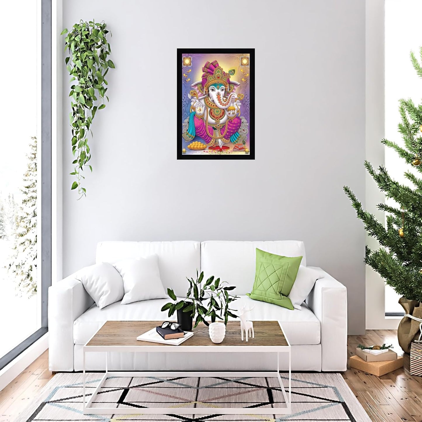 Indianara Lord Ganesha Painting With Frame 13 Inches X 10 Inches