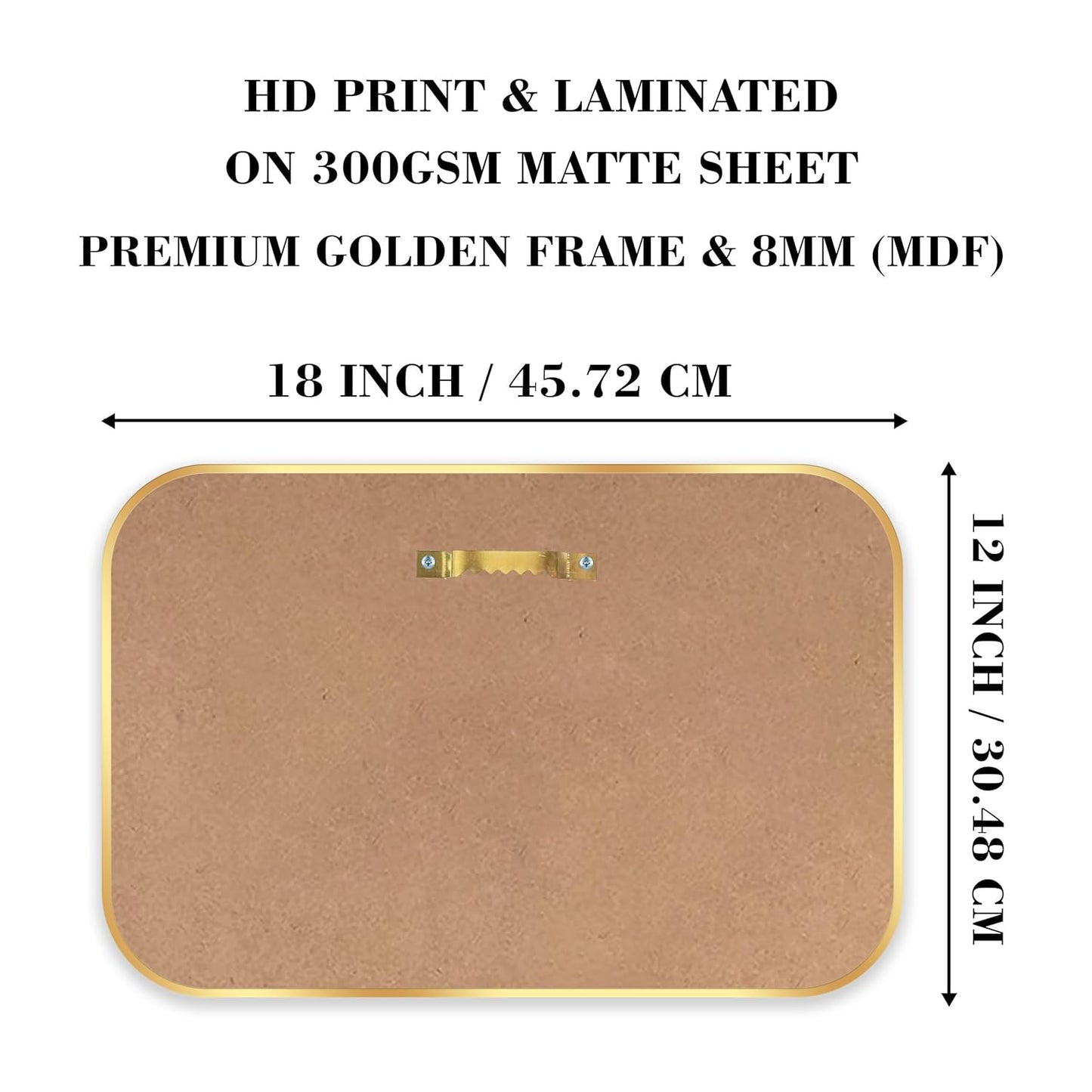 Indianara 3D Geometric Deer Wall Art, Gold Frame, 45 x 30 cm, Digital Print, Modern Design