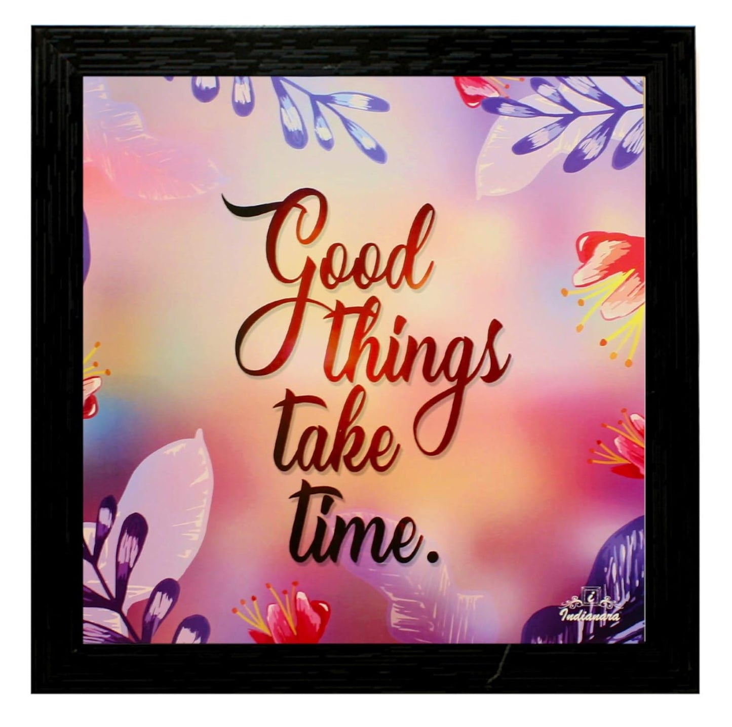 Indianara 4 Piece Set of Framed Wall Hanging Motivational Quotes Art Prints (2053) 9.5 inch X 9.5 inch Without Glass-Multicolour
