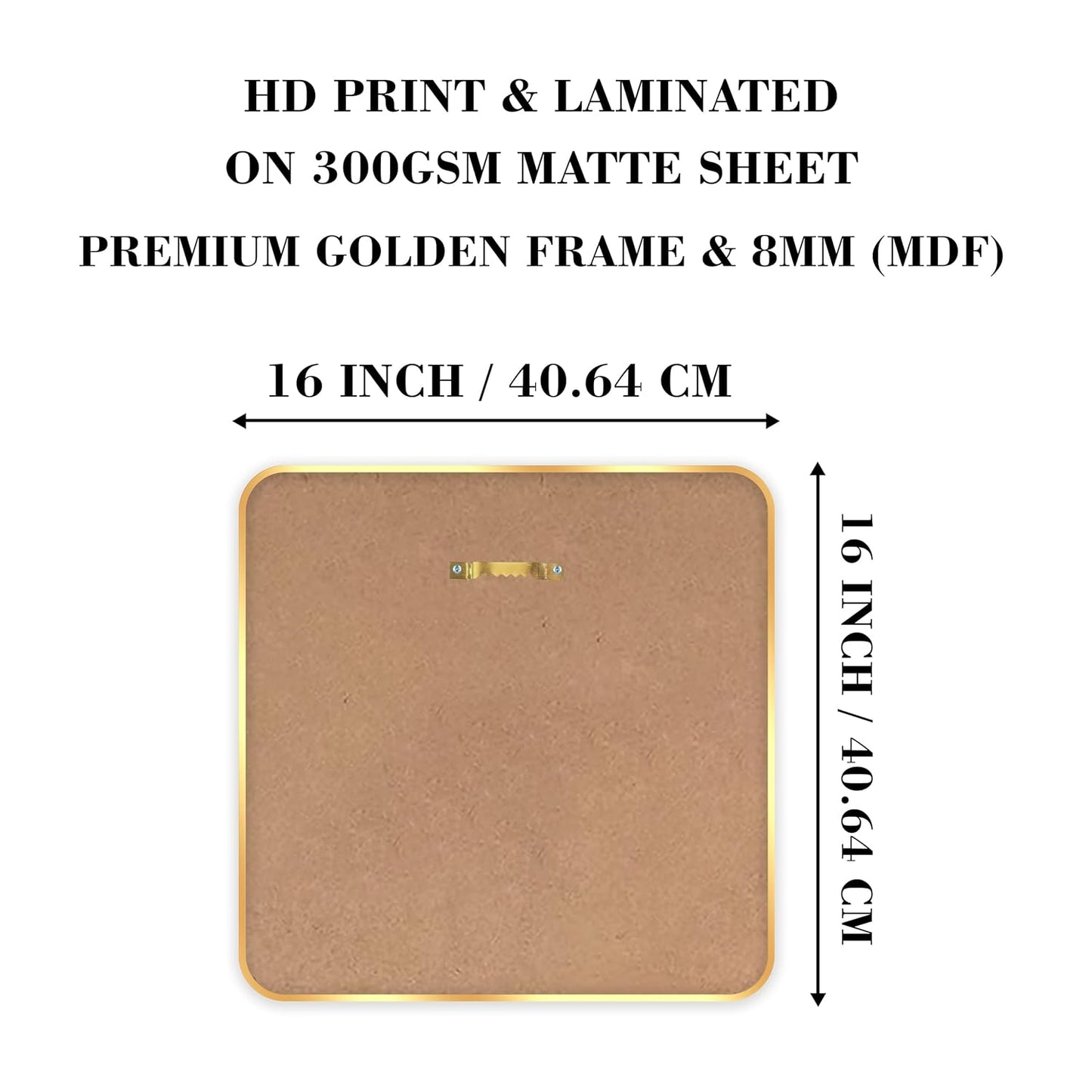Indianara Beautiful Indian Woman Art Print with Golden Frame, Traditional Portrait, 40 cm x 40 cm, Premium Sparkle Lamination
