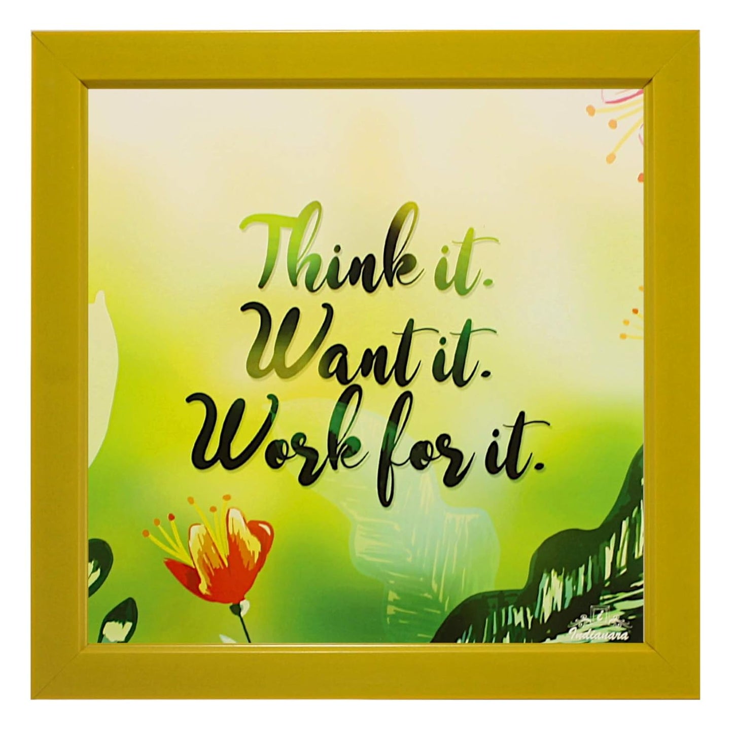Indianara 4 Piece Set of Framed Wall Hanging Motivational Quotes Art Prints (2053) 9.5 inch X 9.5 inch Without Glass-Multicolour