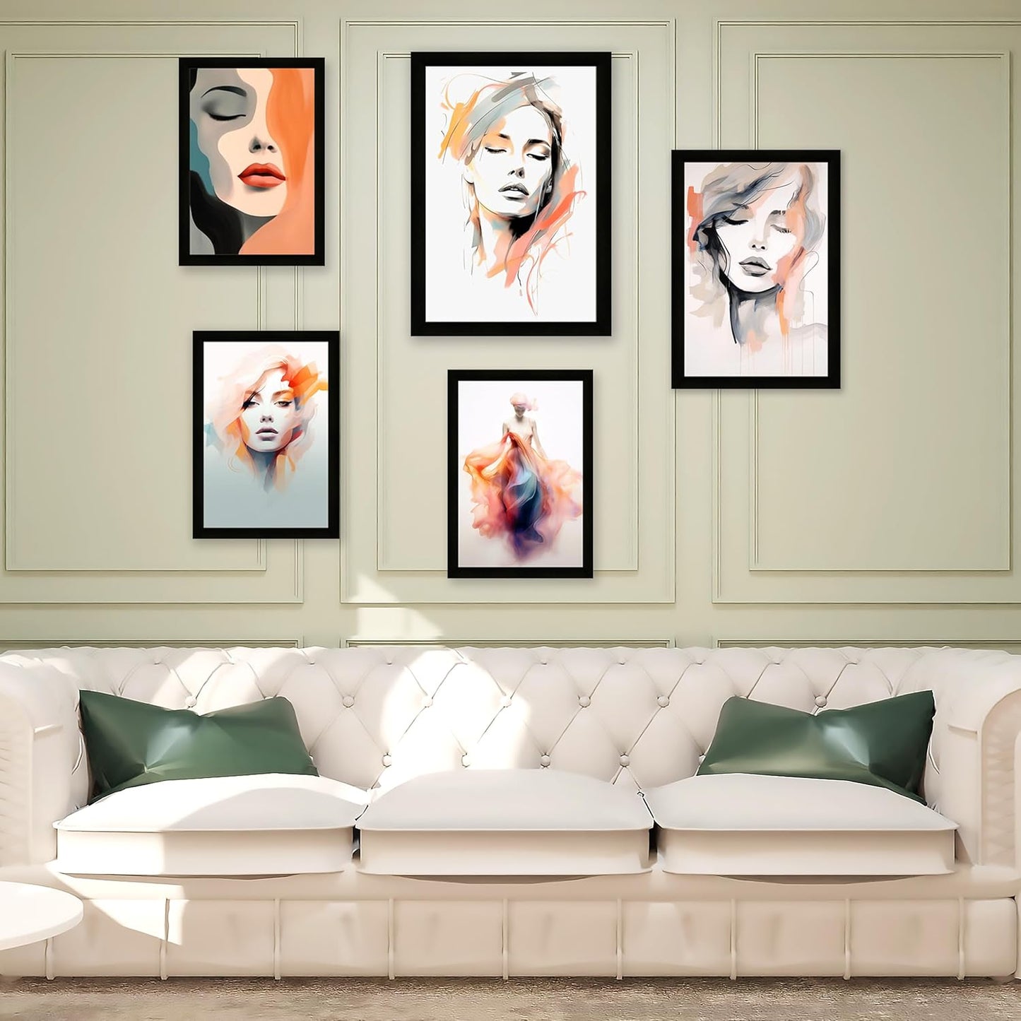 Indianara Abstract Women Silhouette Framed Gallery Wall Art, Set of 5 for Living Room | Wall Decor | Bedroom | Office | Hotel