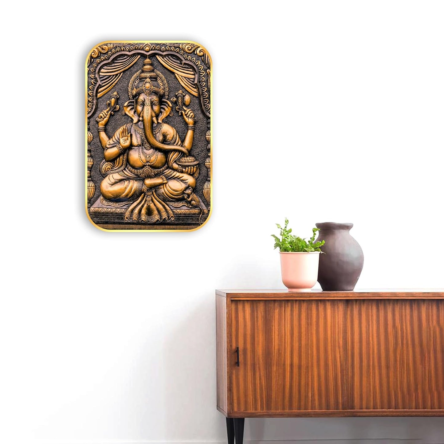 Indianara Lord Ganesha Painting With Frame 18 Inches X 12 Inches