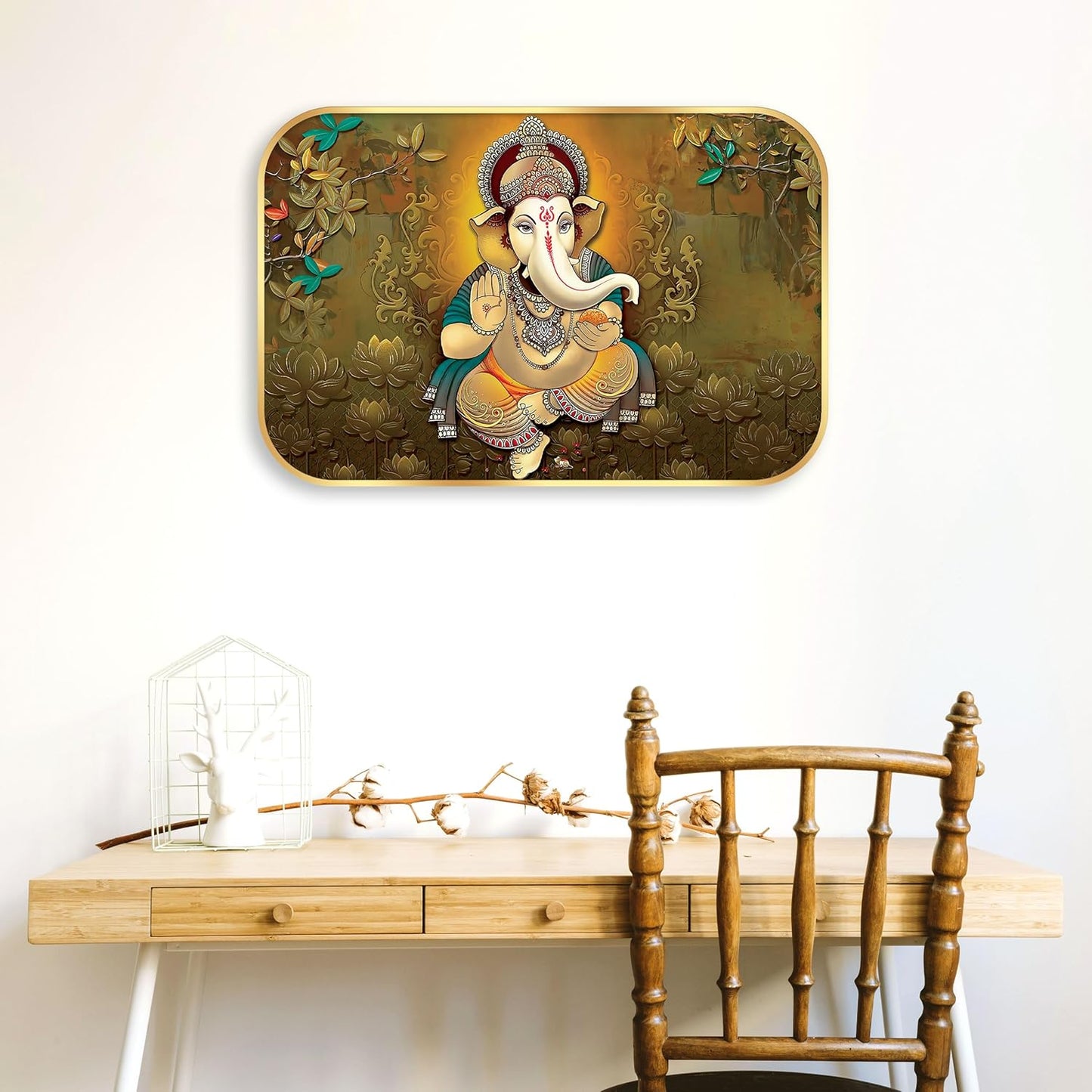 Indianara Lord Ganesha Painting With Frame 18 Inches X 12 Inches