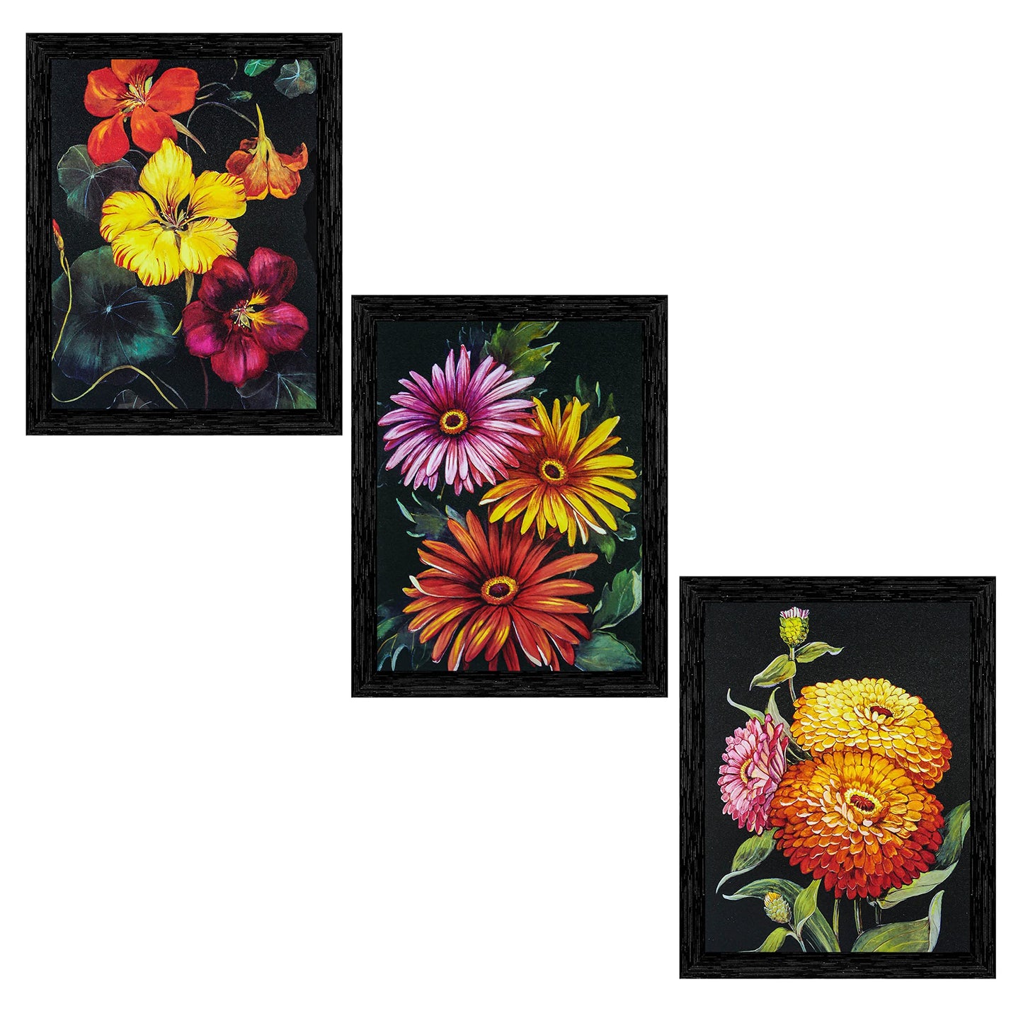 Indianara Set of 3 Framed Art Painting (3911BK) without glass 10.2 X 13, 10.2 X 13, 10.2 X 13 INCH (Style 10)