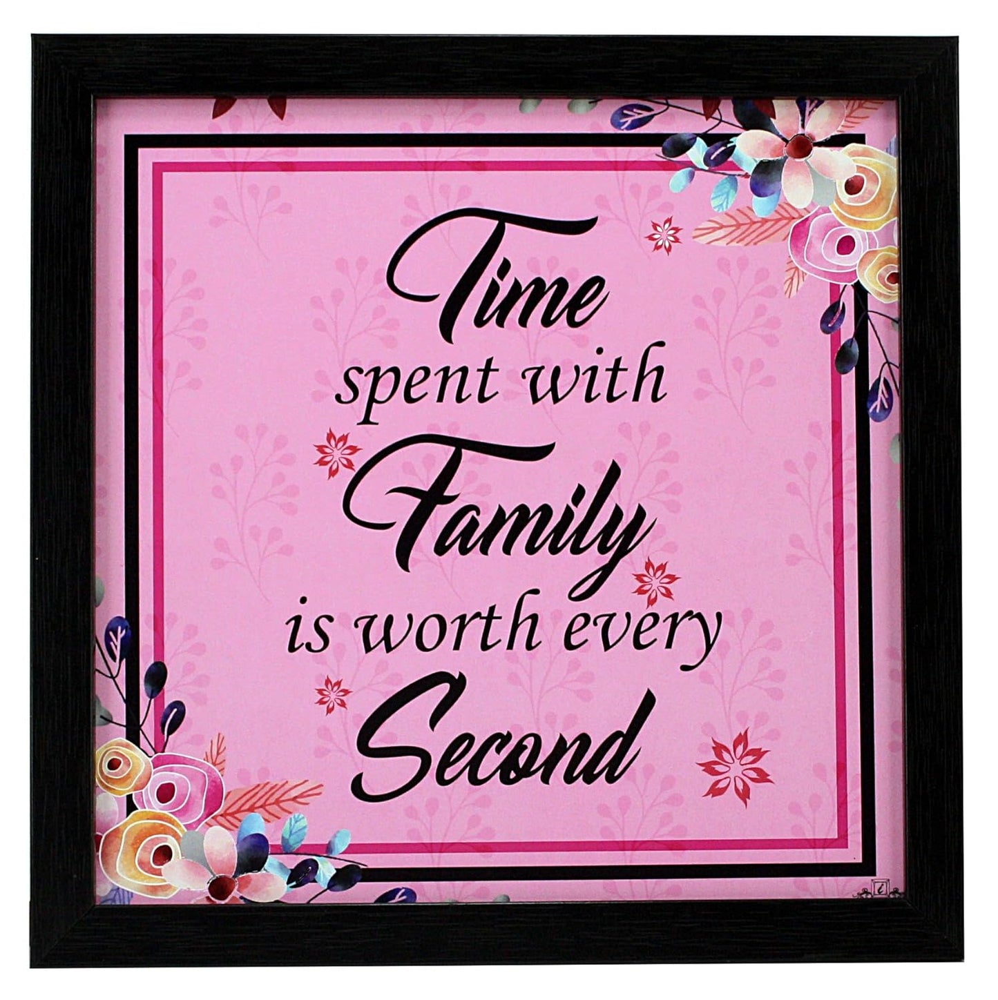 Indianara 4 Piece Set of Framed Wall Hanging Family Quote Decor(1189) Art Prints 8.7 inch X 8.7 inch Without Glass-Multicolour