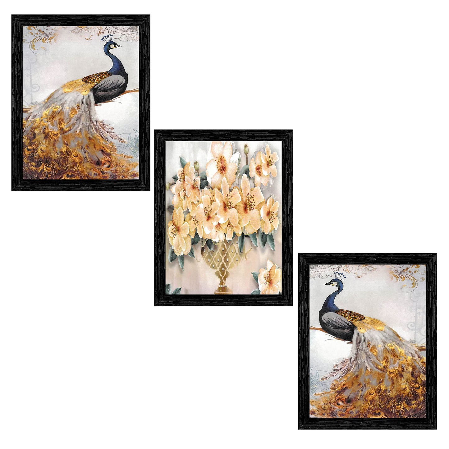 Indianara Set of 3 Framed Art Painting (3911BK) without glass 10.2 X 13, 10.2 X 13, 10.2 X 13 INCH (Style 10)