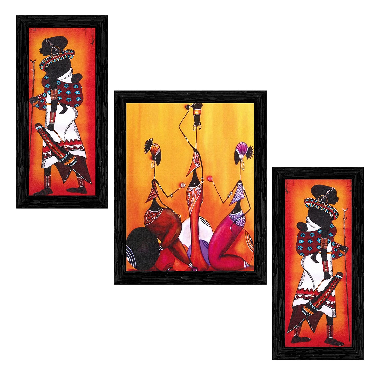 Indianara 3 Pc Set Of Still Life Paintings Without Glass 5.2 X 12.5, 9.5 X 12.5, 5.2 X 12.5 Inch (6 X 13, 10.2 X 13, 6 X 13 INCH, Brown)