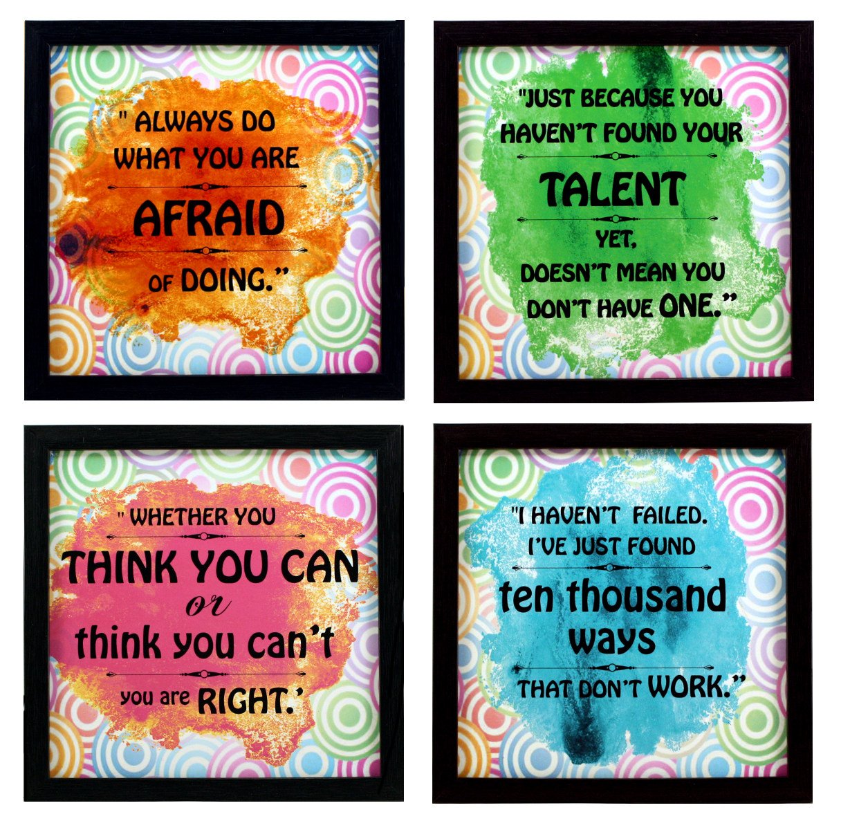 Indianara Framed Wall Hanging Motivational Quotes Art Prints 9.5 inch X 9.5 inch Without Glass-Multicolour