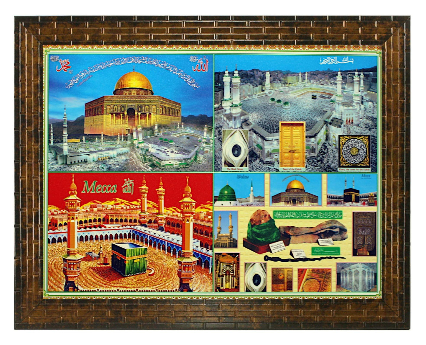 Indianara MECCA MADINA Religious Painting -Synthetic Wood, 27x30.5x1cm, Multicolour (Style 1)