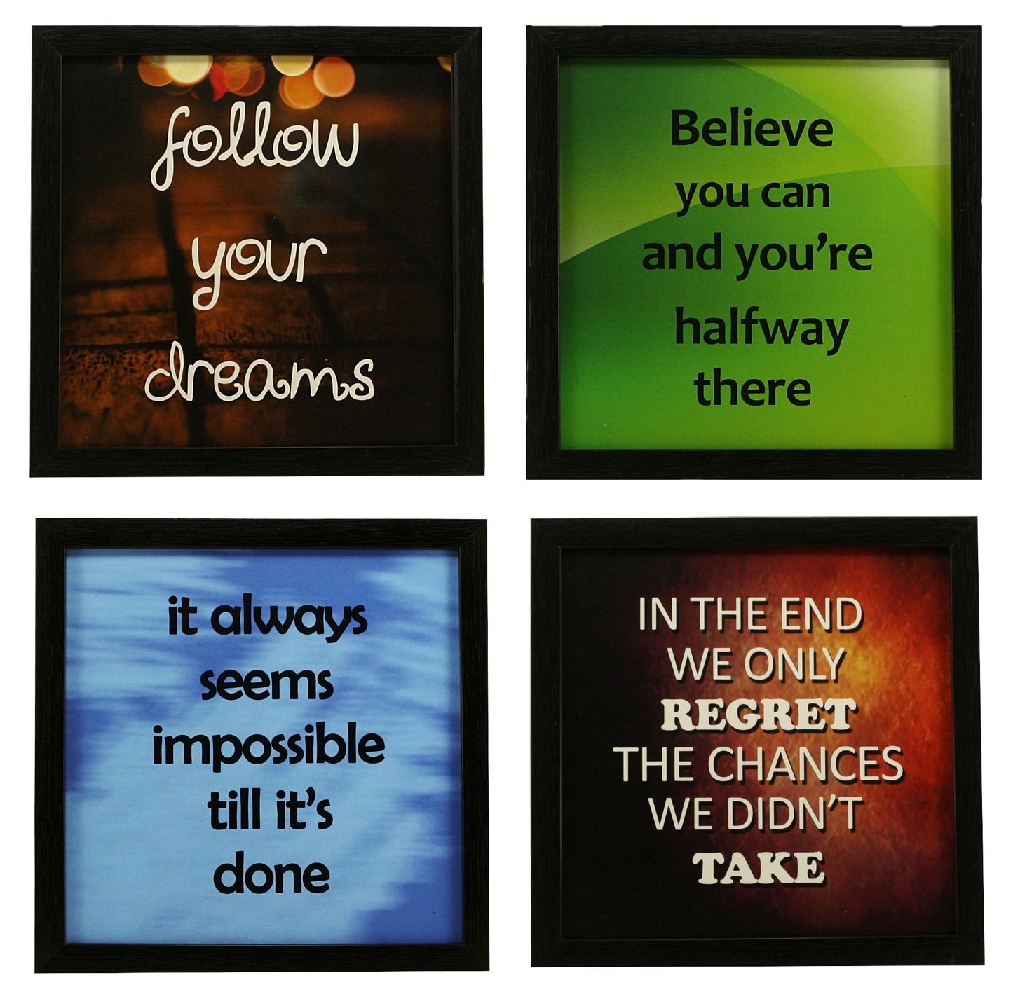 Indianara Framed Wall Hanging Motivational Quotes Art Prints 9.5 inch X 9.5 inch Without Glass-Multicolour