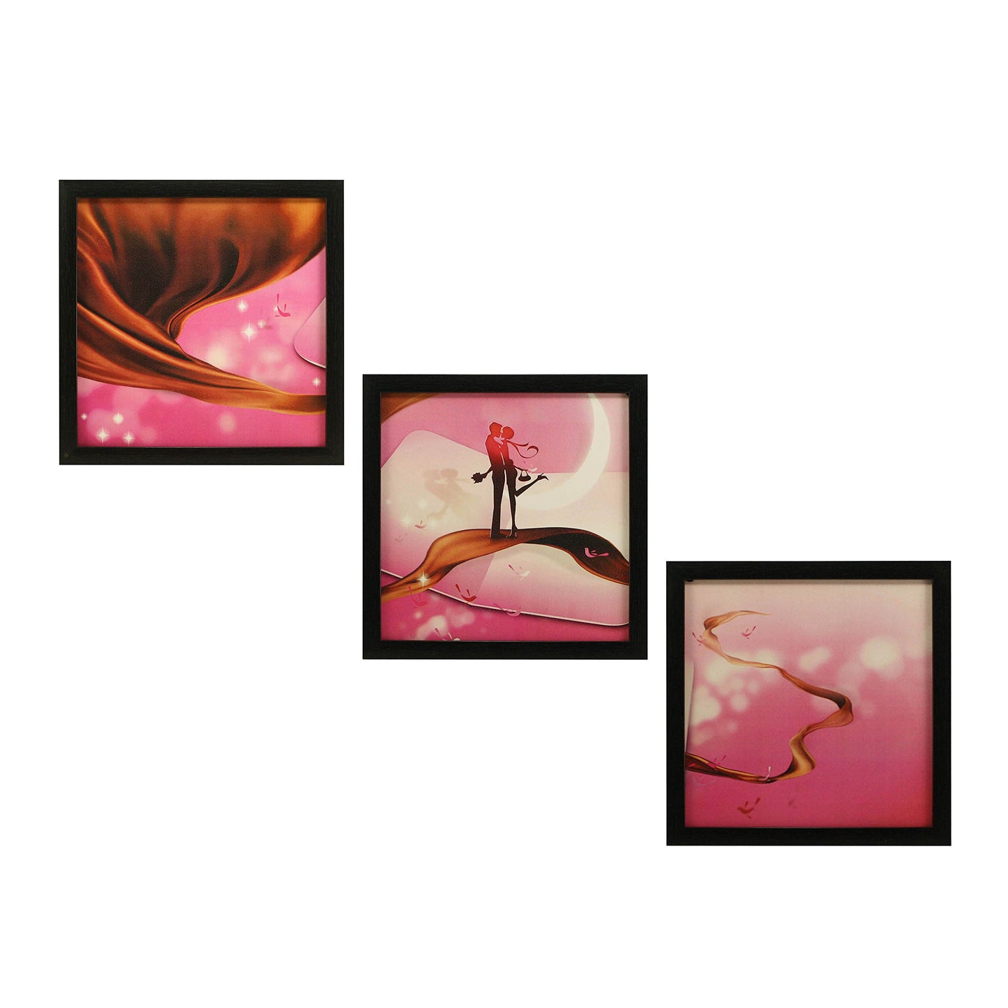 Indianara 3 Piece Set of Framed Wall Hanging Welcome Home Decor Art (1519) Prints 8.7 inch X 8.7 inch Without Glass (9.5 inch x 9.5 inch, Black)