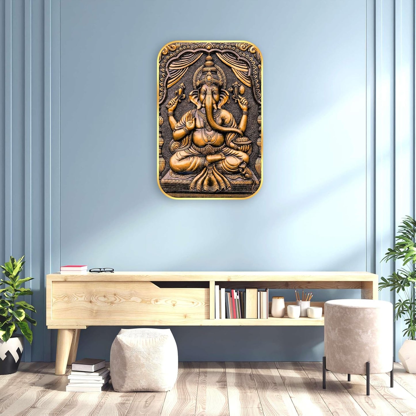 Indianara Lord Ganesha Painting With Frame 18 Inches X 12 Inches