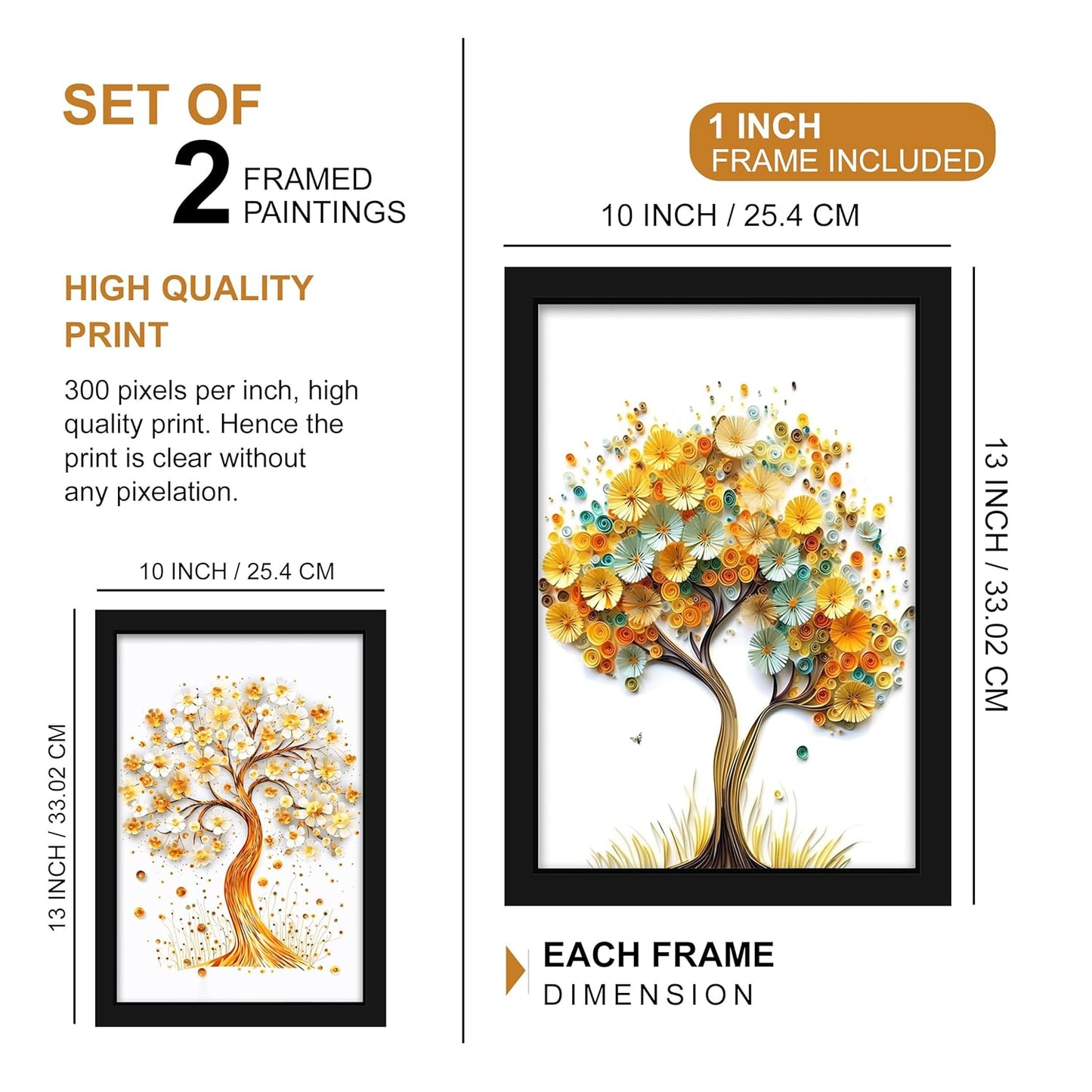 Indianara Abstract Tree Framed Gallery Wall Art, Set of 4 for Living Room | Wall Decor | Bedroom | Office | Hotel(10805)