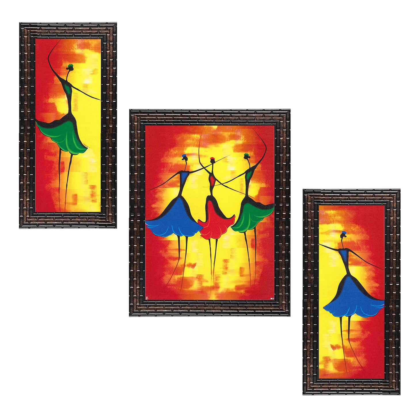Indianara 3 Pc Set Of Still Life Paintings Without Glass 5.2 X 12.5, 9.5 X 12.5, 5.2 X 12.5 Inch (6 X 13, 10.2 X 13, 6 X 13 INCH, Brown)
