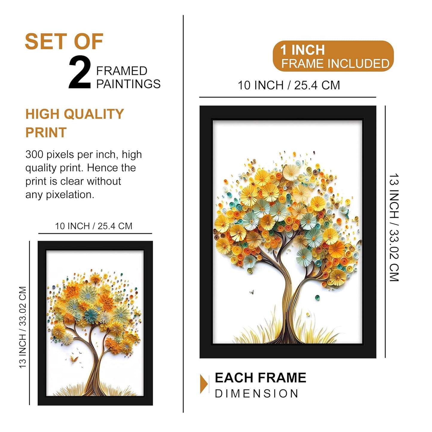 Indianara Abstract Tree Framed Gallery Wall Art, Set of 4 for Living Room | Wall Decor | Bedroom | Office | Hotel