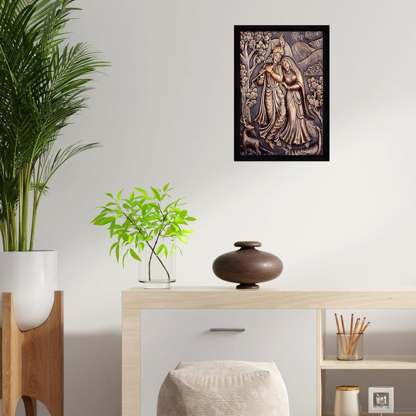 Indianara Radha Krishna Painting With Frame 13 Inches X 10 Inches