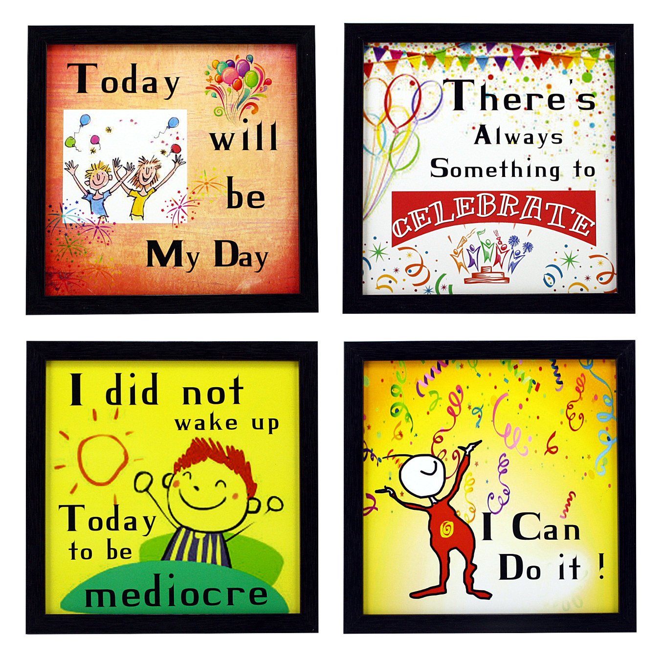 Indianara Framed Wall Hanging Motivational Quotes Art Prints 9.5 inch X 9.5 inch Without Glass-Multicolour