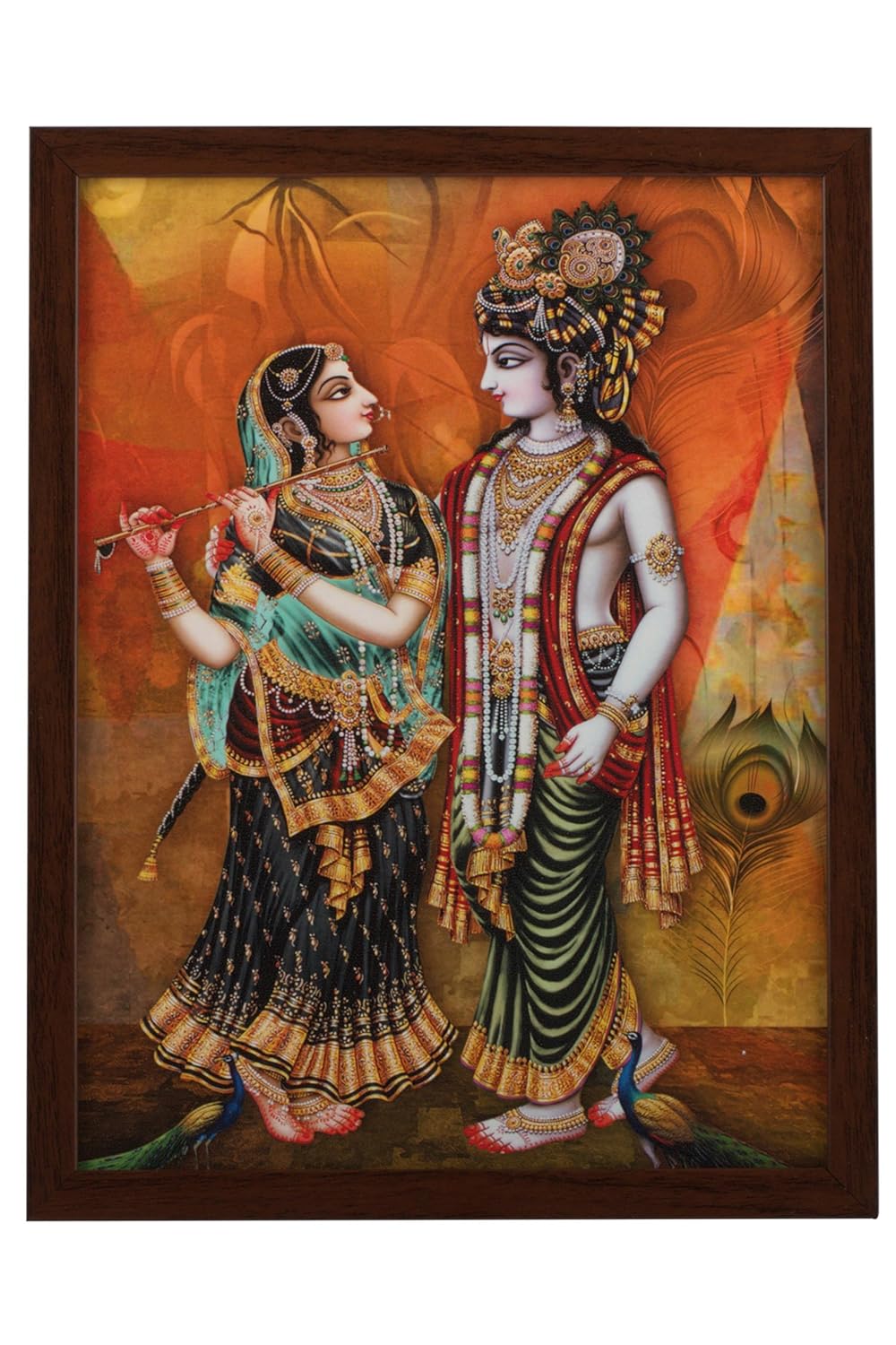 Indianara 3 Pc Set of Radha Krishna Paintings Without Glass 5.2 X 12.5, 9.5 X 12.5, 5.2 X 12.5 Inch-Multicolour