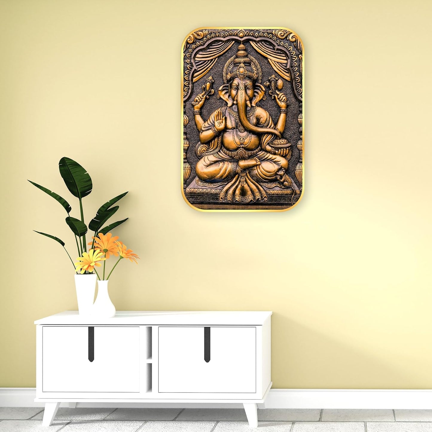 Indianara Lord Ganesha Painting With Frame 18 Inches X 12 Inches
