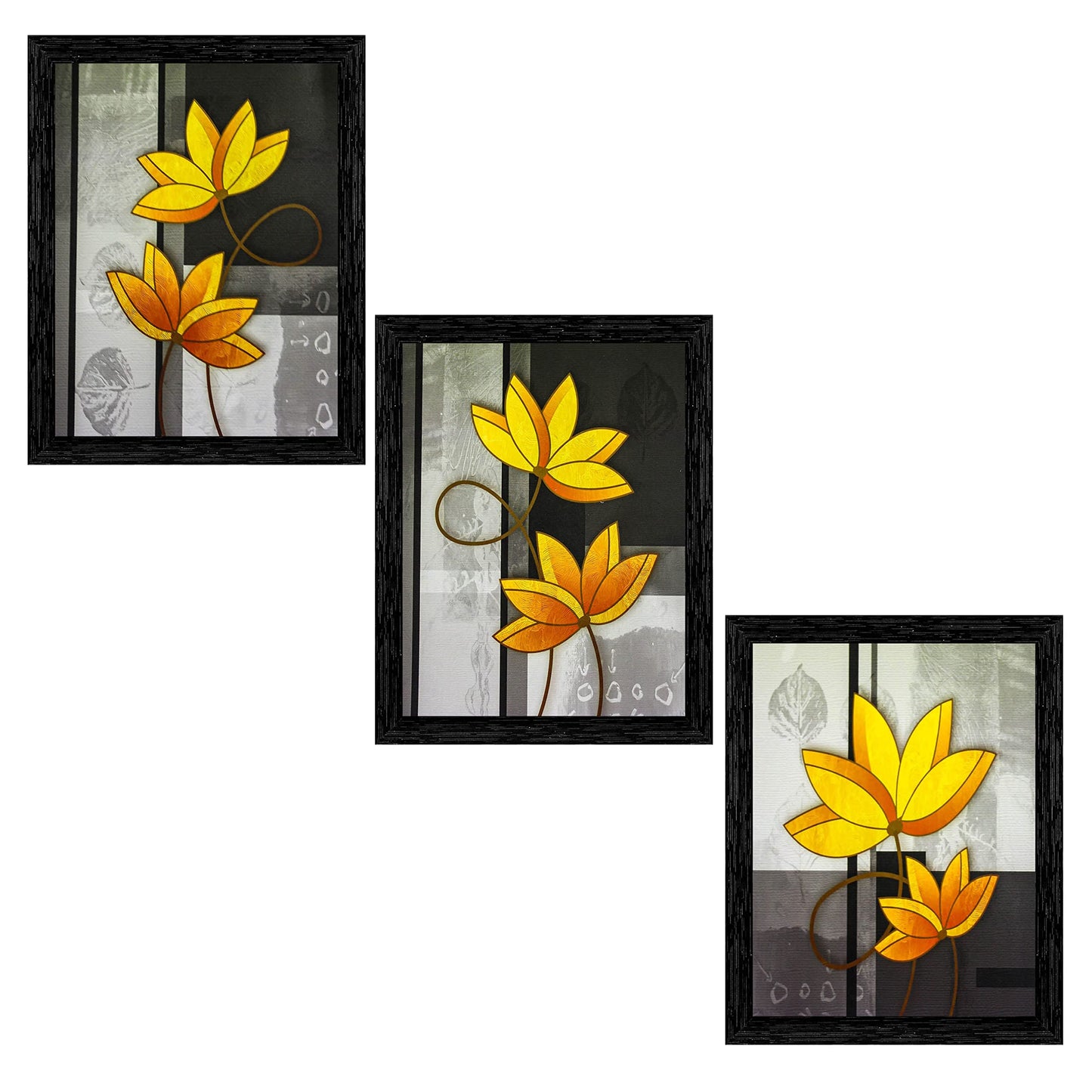 Indianara Set of 3 Framed Art Painting (3911BK) without glass 10.2 X 13, 10.2 X 13, 10.2 X 13 INCH (Style 10)