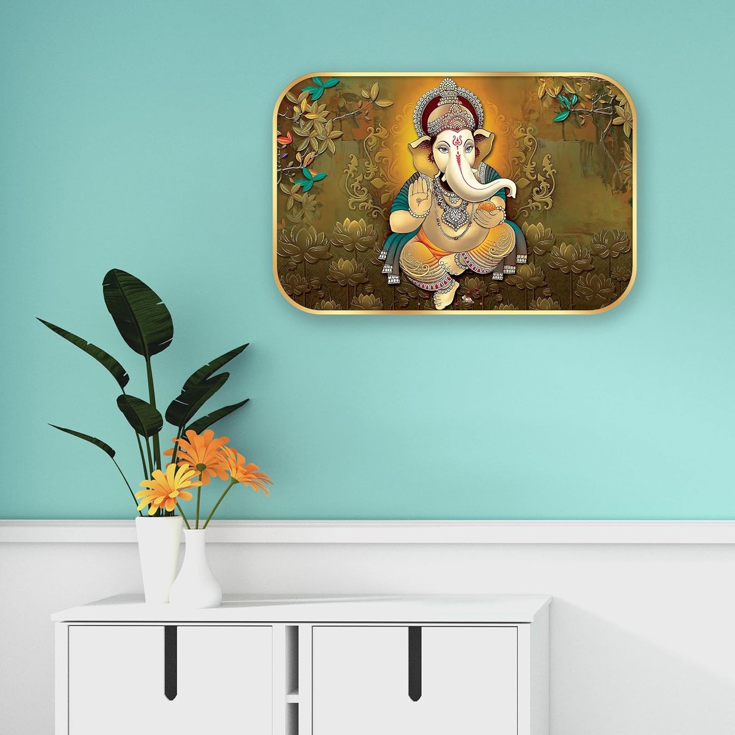 Indianara Lord Ganesha Painting With Frame 18 Inches X 12 Inches