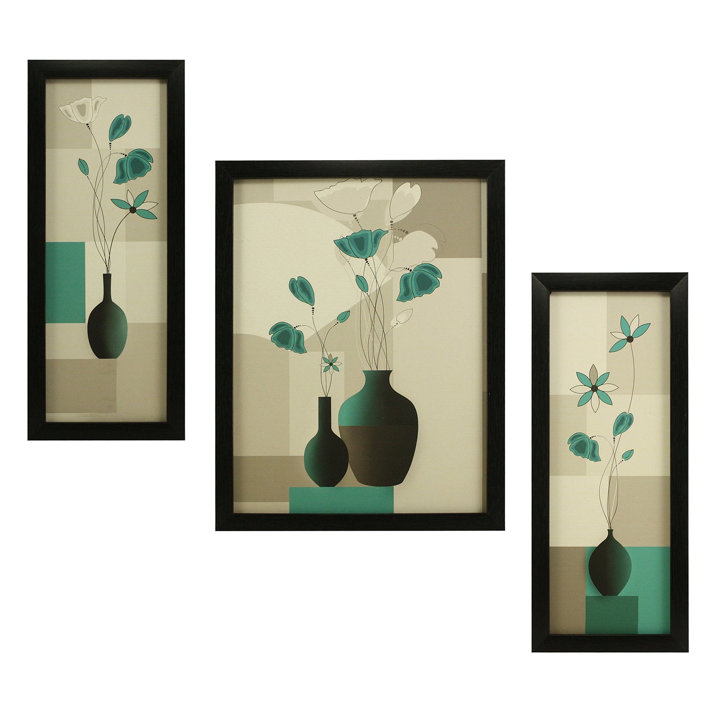 Indianara 3 Pc Set Of Still Life Paintings Without Glass 5.2 X 12.5, 9.5 X 12.5, 5.2 X 12.5 Inch (6 X 13, 10.2 X 13, 6 X 13 INCH, Brown)