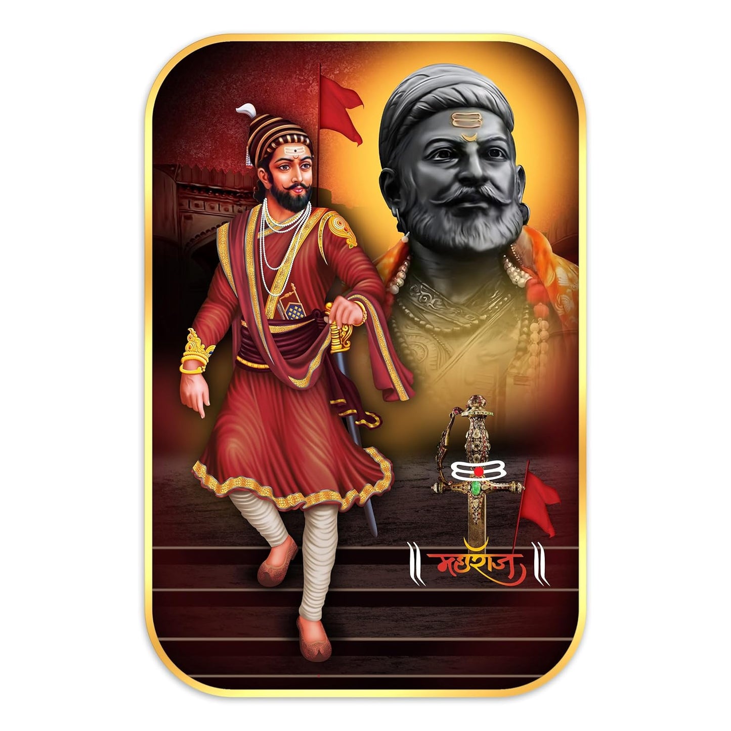 Indianara Chhatrapati Shivaji Maharaj Painting With Frame 18 Inches X 12 Inches