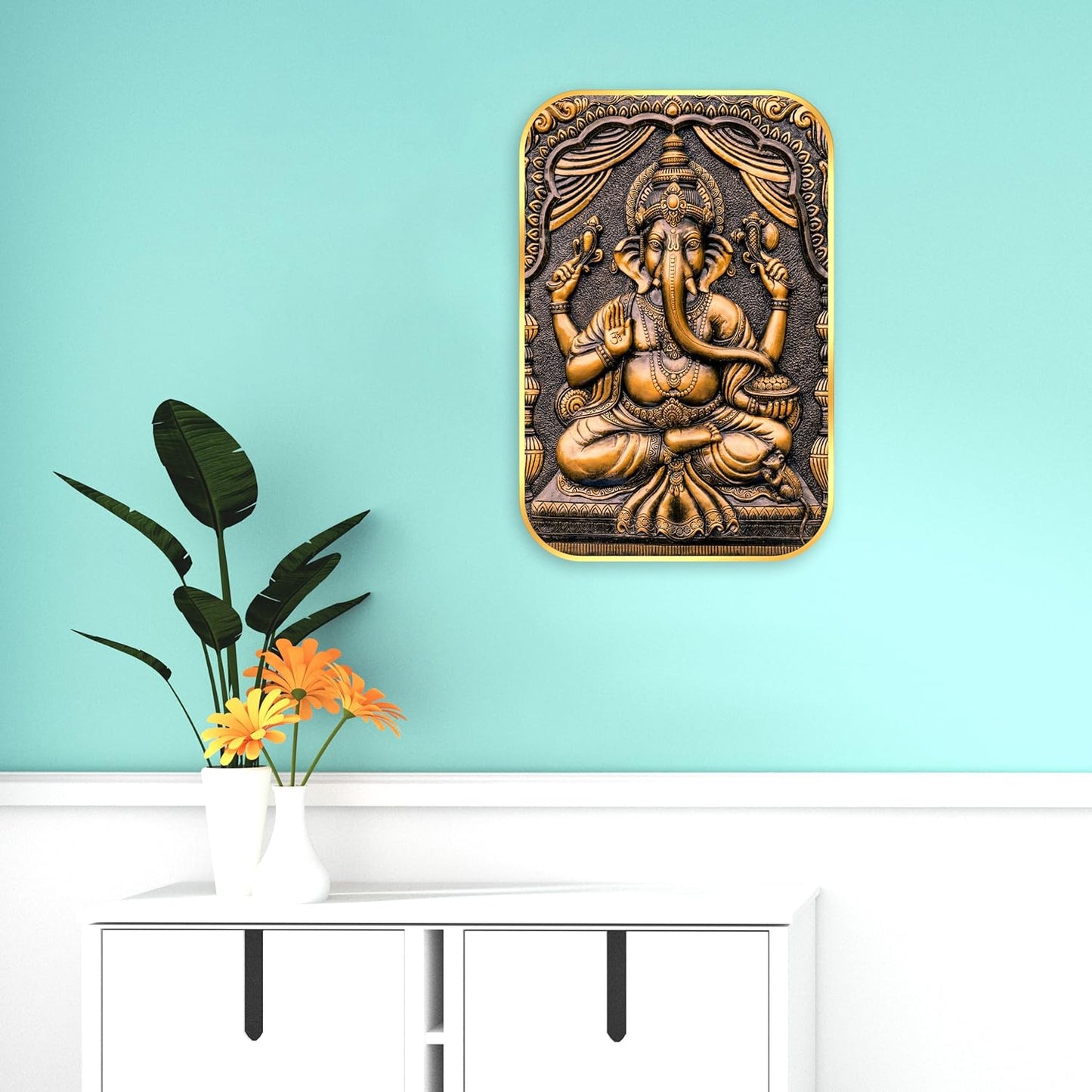 Indianara Lord Ganesha Painting With Frame 18 Inches X 12 Inches