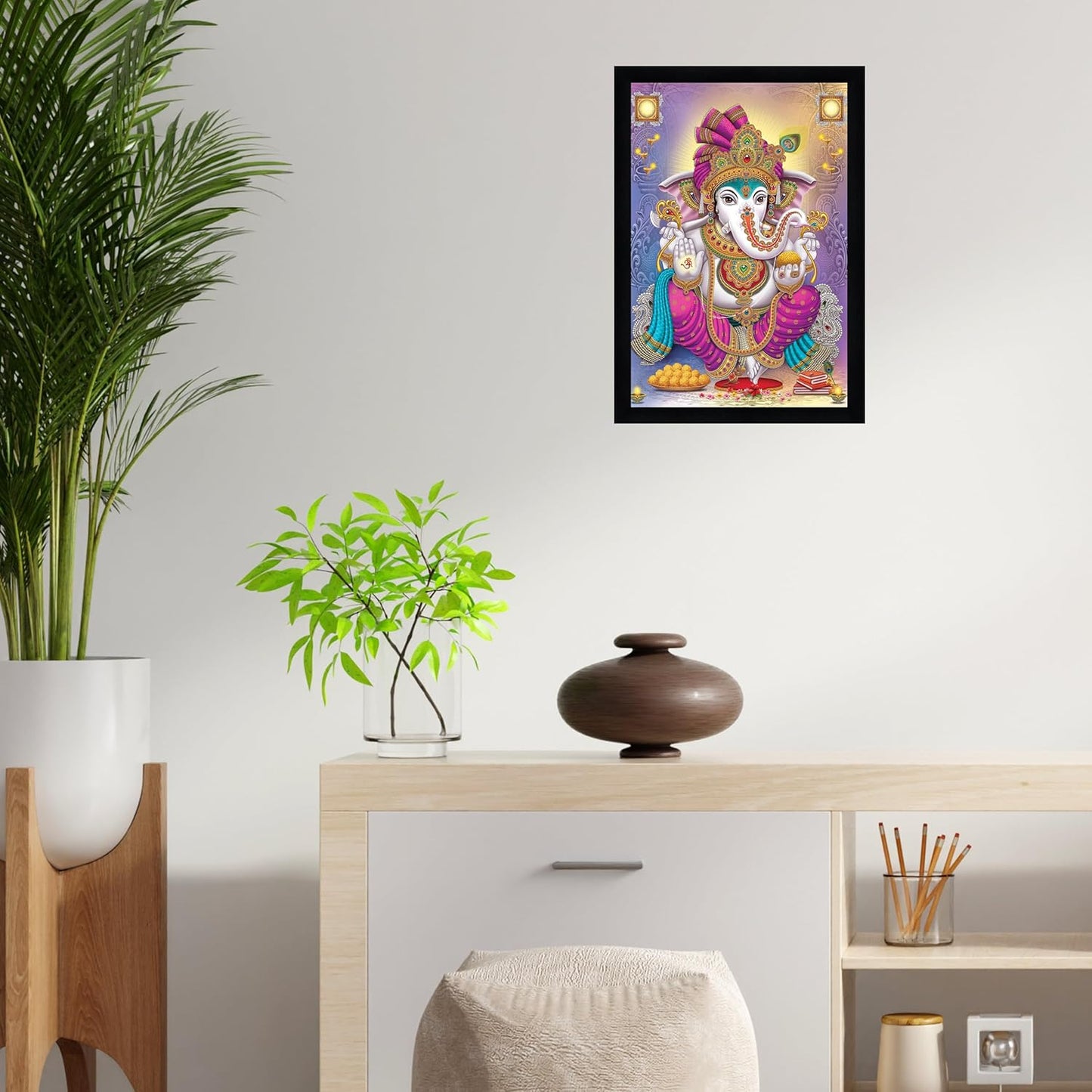 Indianara Lord Ganesha Painting With Frame 13 Inches X 10 Inches