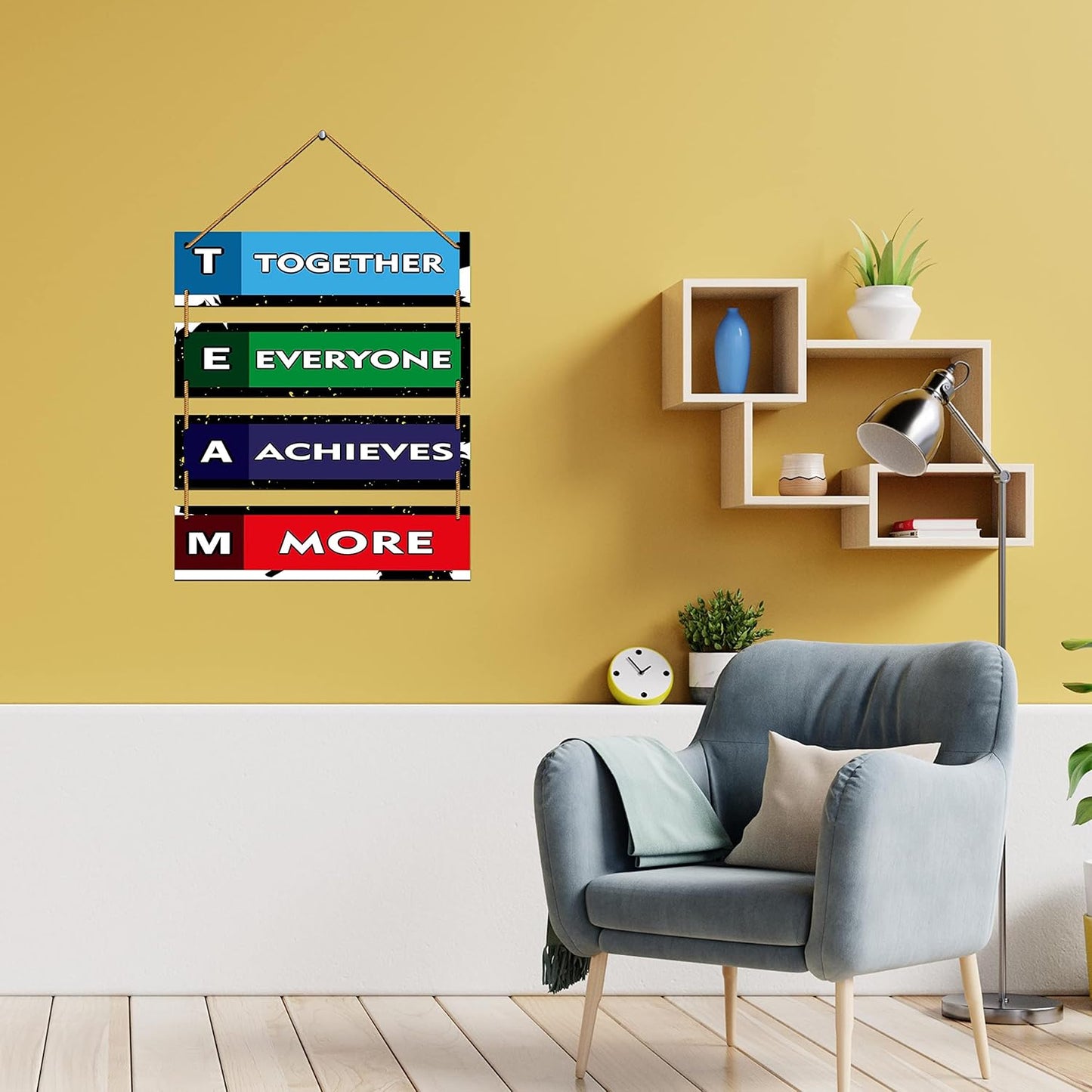 Indianara Set of 4 Team Motivational Quote Wall Hanging MDF Decorative Wall Art for Living room | Bedroom | Home Décor | Office | Gift Plaques (4670WH)