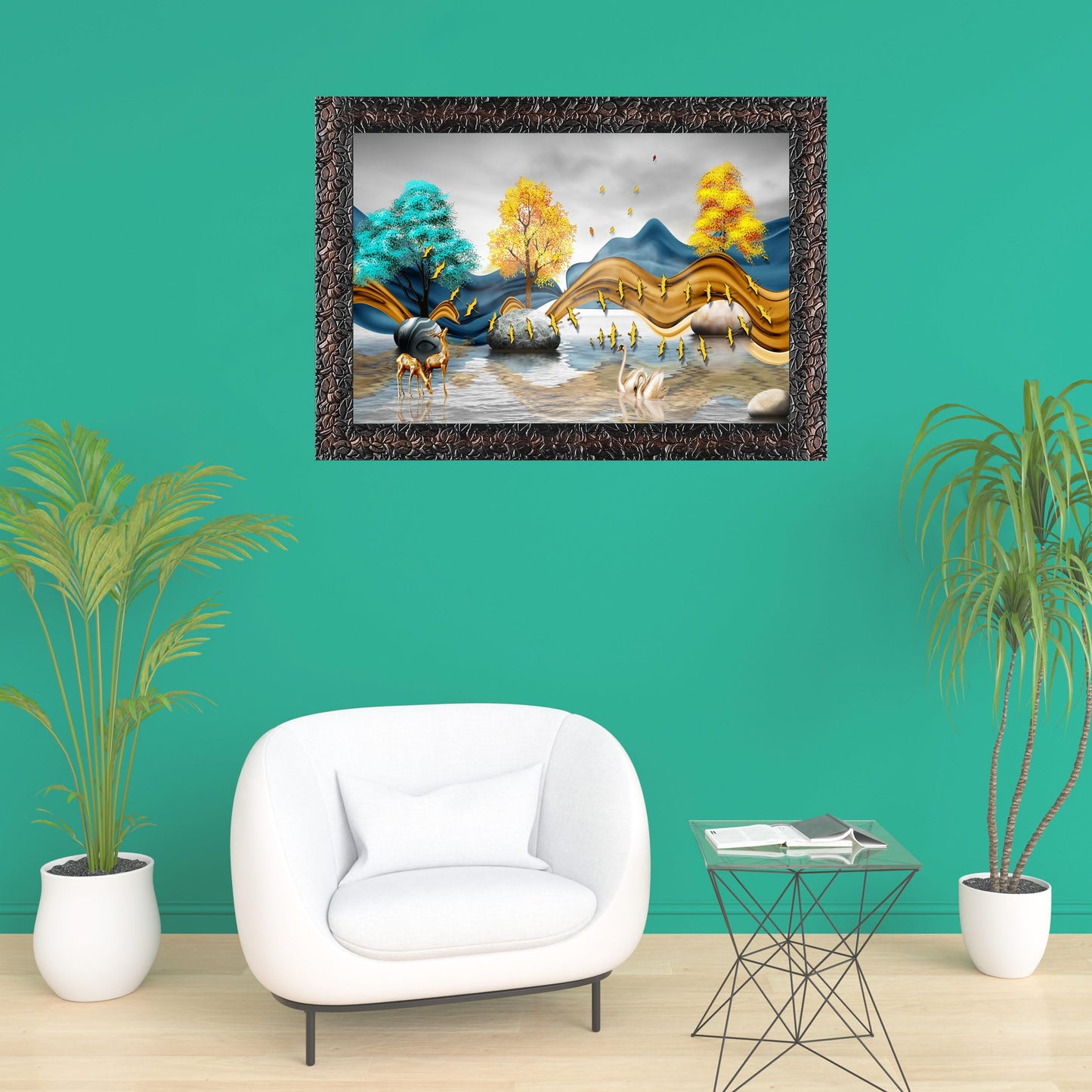 Indianara Modern Art Painting With Frame 18 Inches X 12 Inches (Style 5)