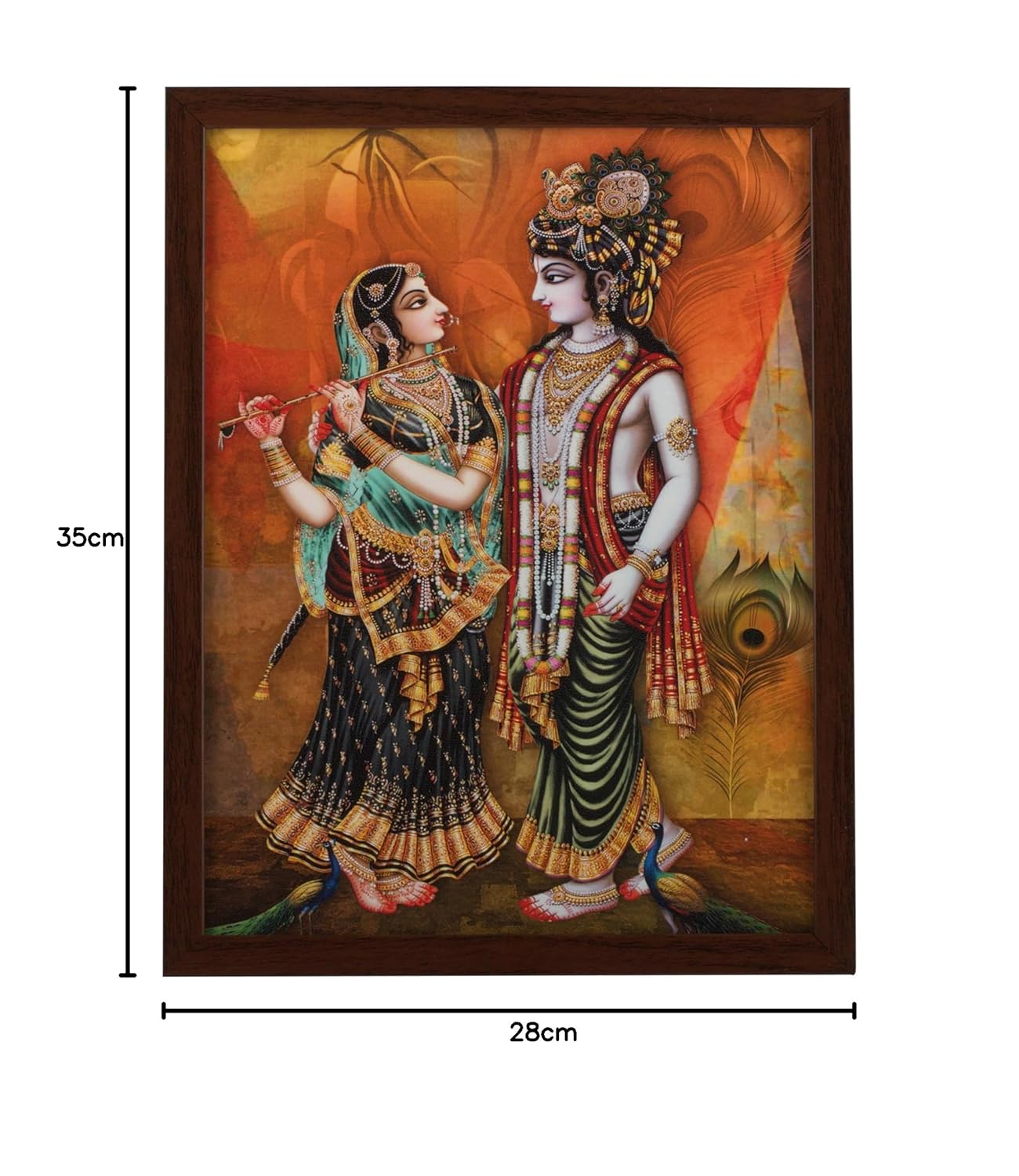 Indianara 3 Pc Set of Radha Krishna Paintings Without Glass 5.2 X 12.5, 9.5 X 12.5, 5.2 X 12.5 Inch-Multicolour