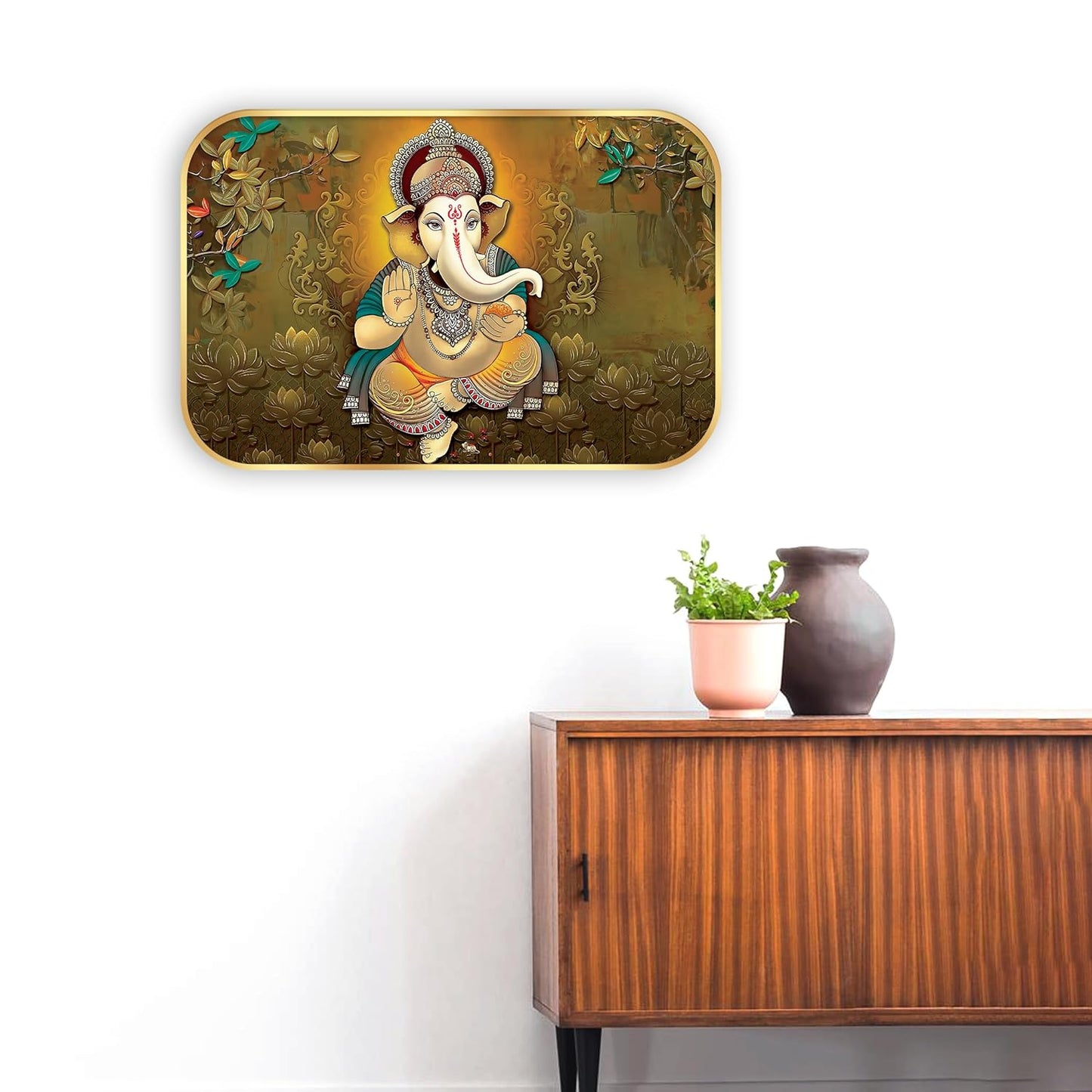 Indianara Lord Ganesha Painting With Frame 18 Inches X 12 Inches