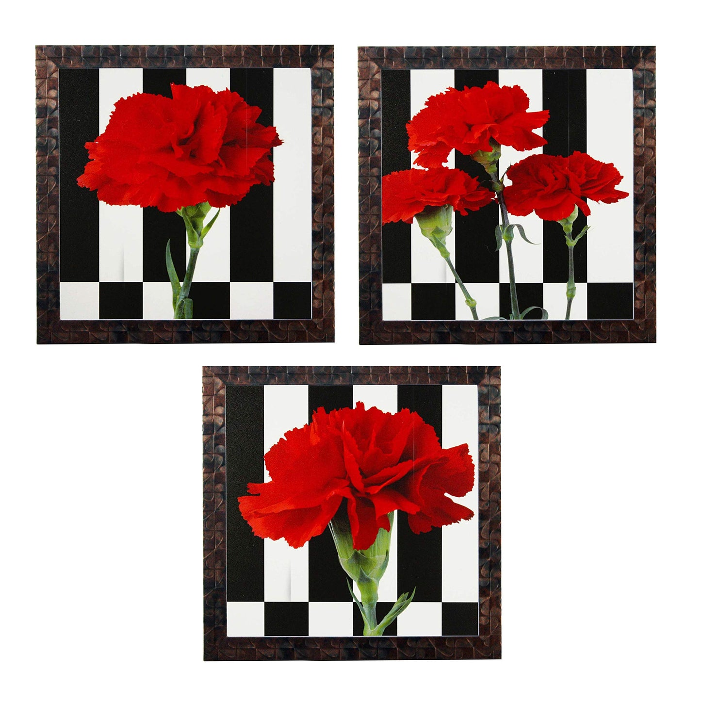 Indianara 3 Piece Set of Framed Wall Hanging Decor Modern Art(1066) Prints 8.7 Inch X 8.7 Inch Without Glass-Multicolour
