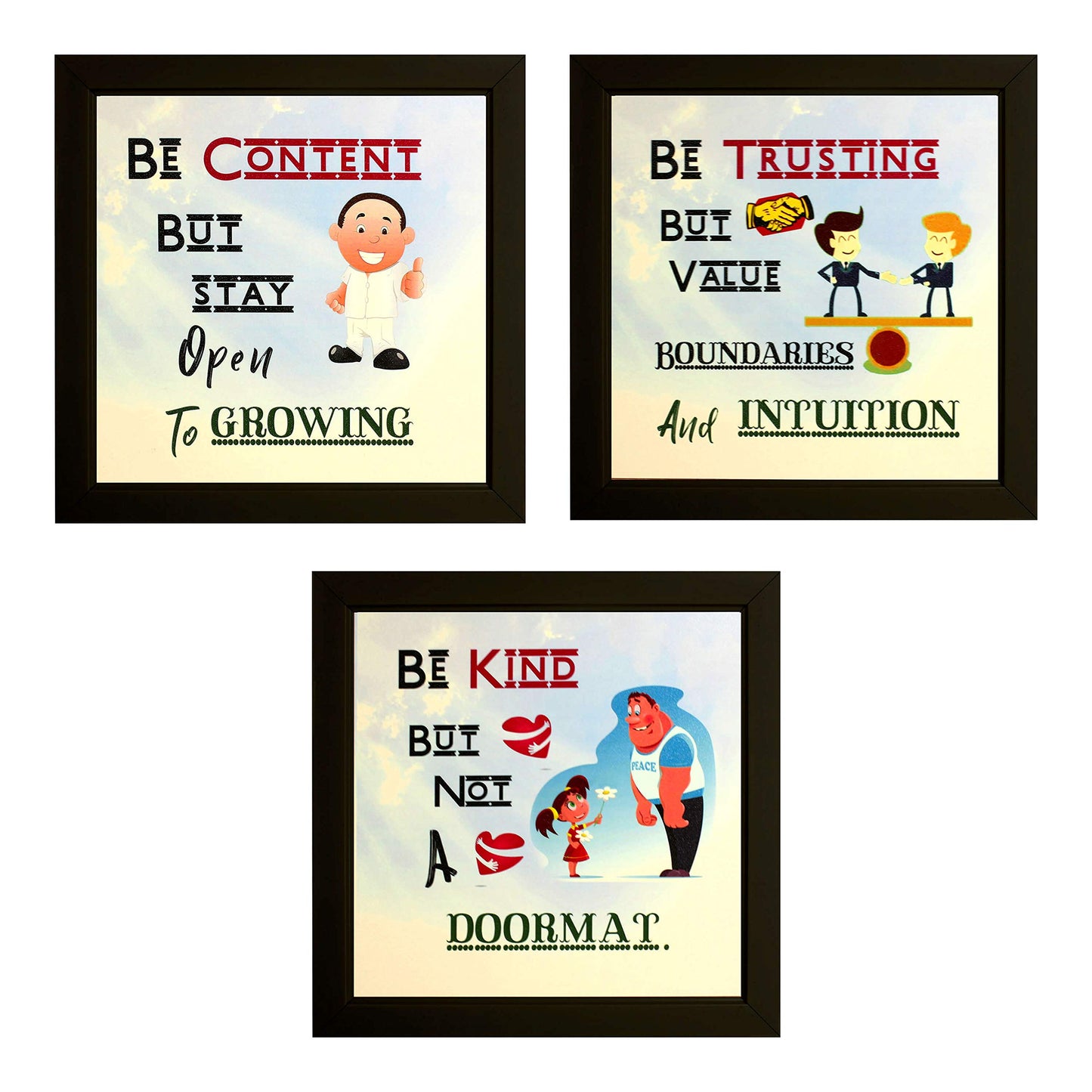 Indianara Framed Wall Hanging Motivational Quotes Art Prints 9.5 inch X 9.5 inch Without Glass-Multicolour