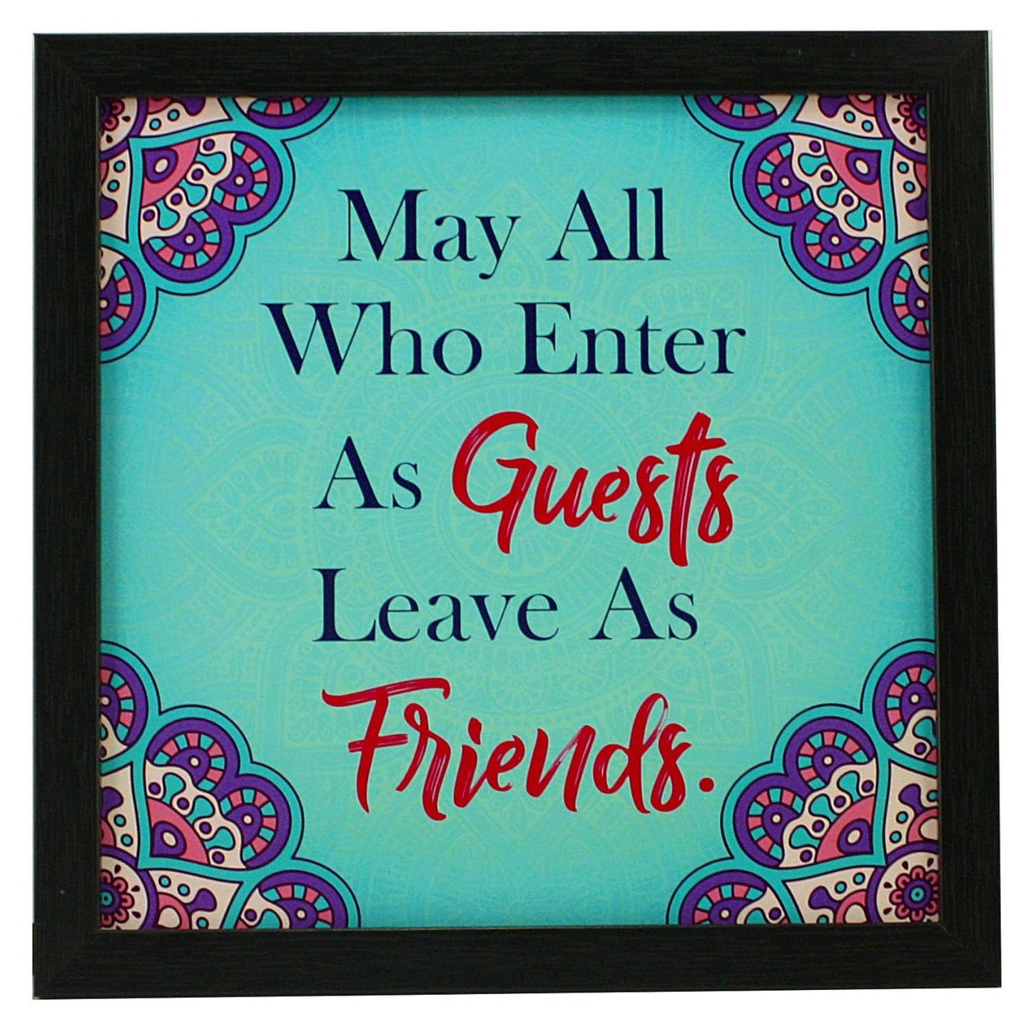 Indianara 3 Piece Set of Framed Wall Hanging Welcome Home Decor Art (1193) Prints 8.7 inch X 8.7 inch Without Glass-Multicolour