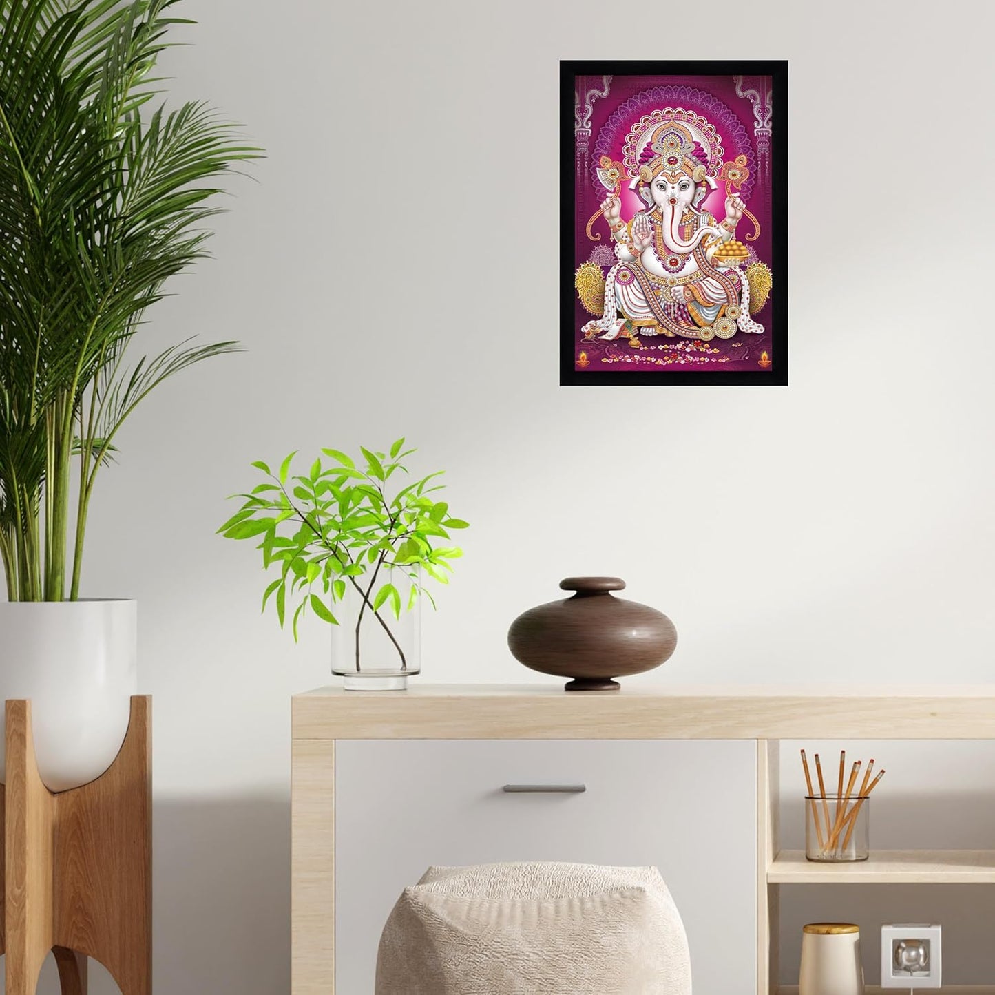 Indianara Lord Ganesha Painting With Frame 13 Inches X 10 Inches