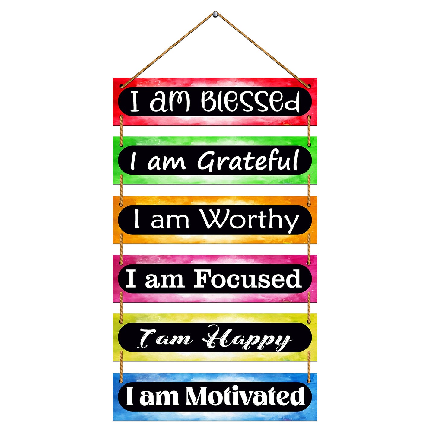 Indianara Set of 6 Motivational Quotes MDF Wall Hanging Decorative Wall Art for Living room | Bedroom | Home Décor | Office | Gift (4552WH) (Style 3)