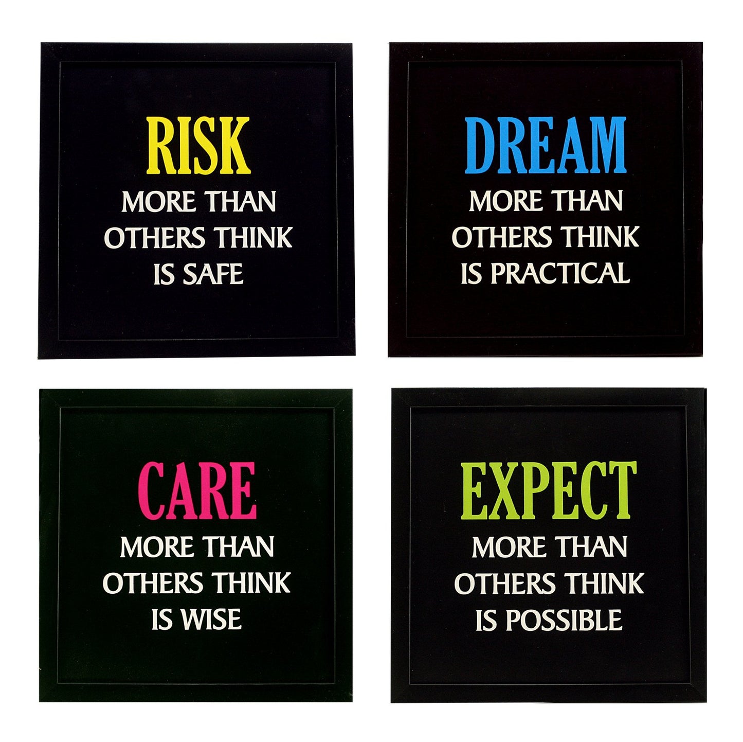 Indianara 4 Piece Set of Framed Wall Hanging Motivational Office Decor Art Prints 8.7 Inch X 8.7 Inch Without Glass-Multicolour