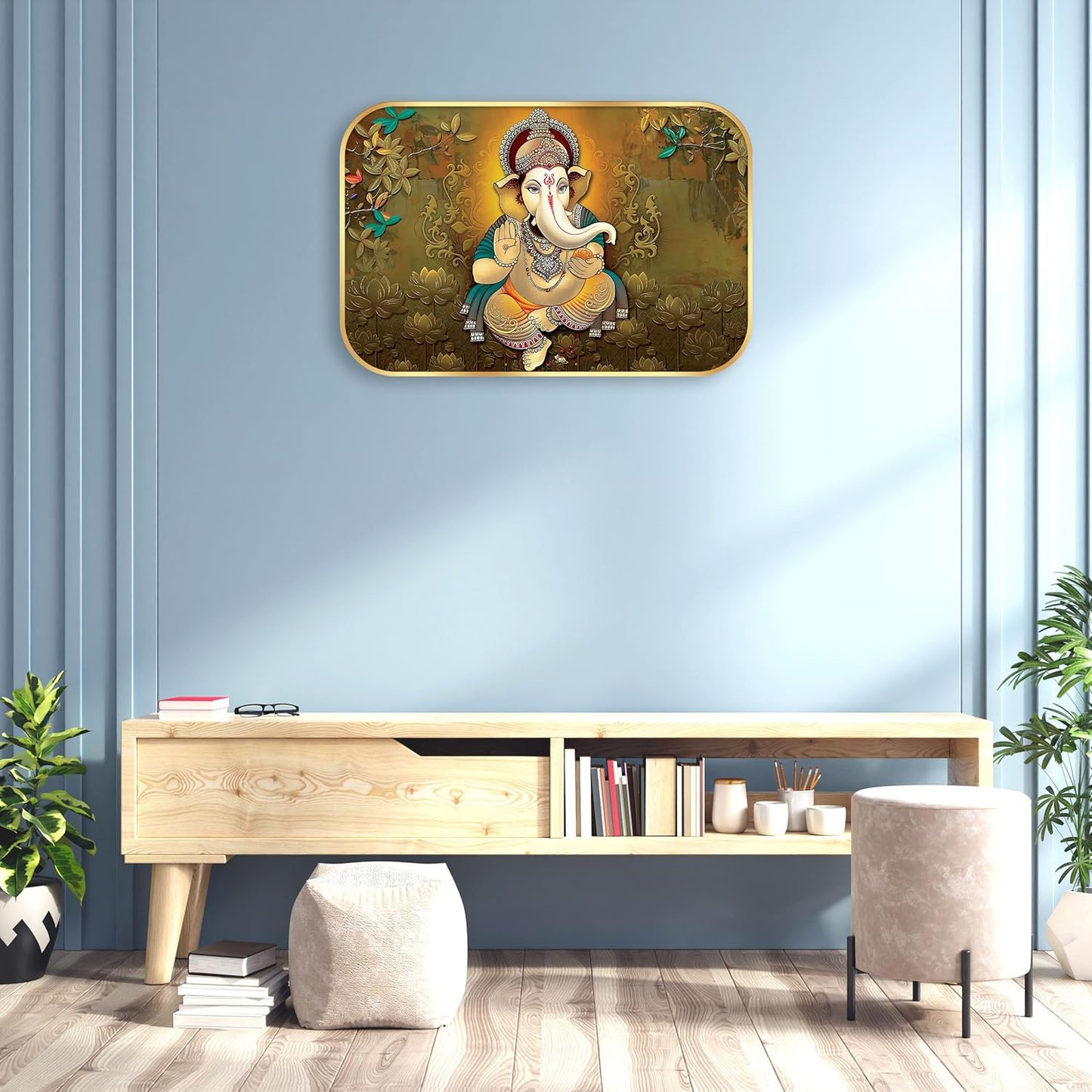 Indianara Lord Ganesha Painting With Frame 18 Inches X 12 Inches