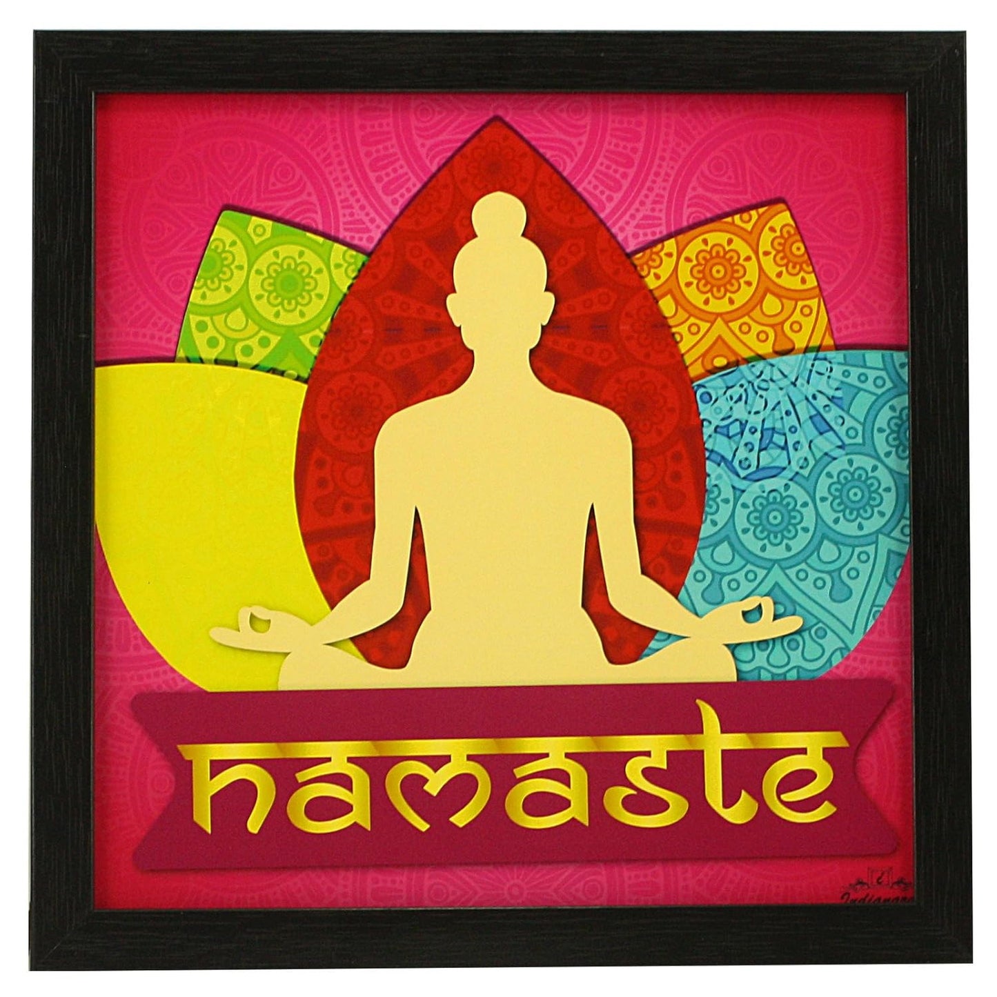 Indianara 3 Piece Set of Framed Wall Hanging Welcome Home Decor Art (1193) Prints 8.7 inch X 8.7 inch Without Glass-Multicolour