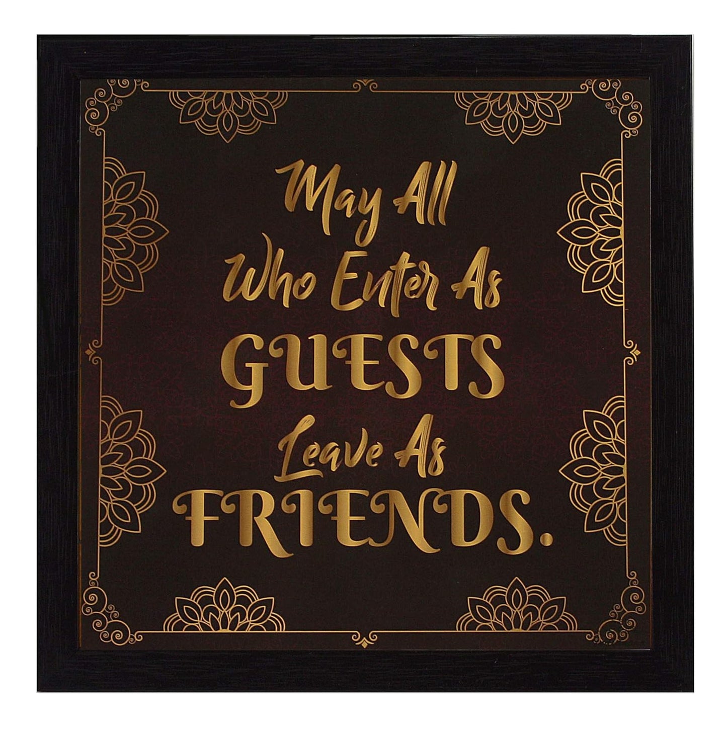 Indianara 3 Piece Set of Framed Wall Hanging Welcome Home Decor Art (1519) Prints 8.7 inch X 8.7 inch Without Glass (9.5 inch x 9.5 inch, Black)