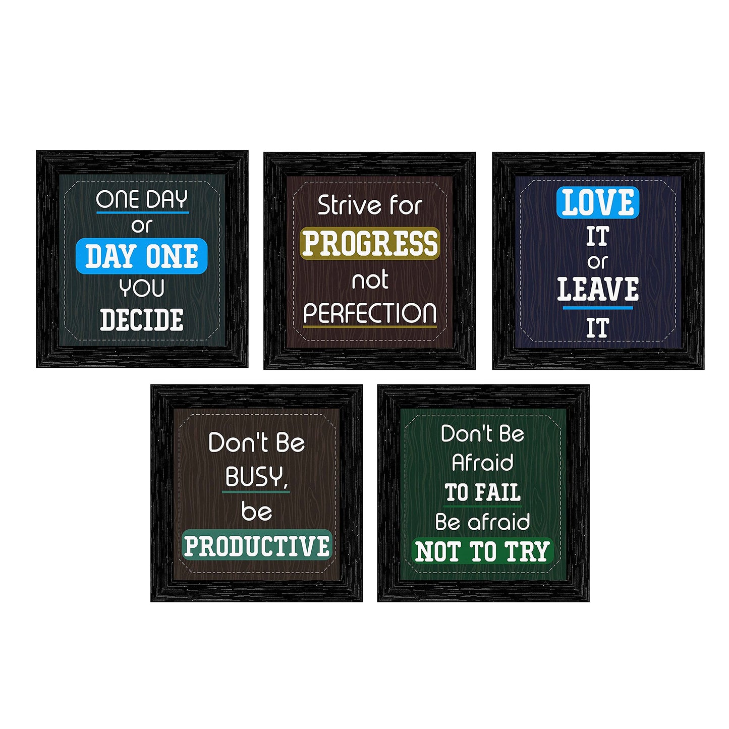 Indianara 4 Piece Set of Framed Wall Hanging Motivational Office Decor Art Prints (1194) 8.7 inch X 8.7 inch Without Glass-Multicolour