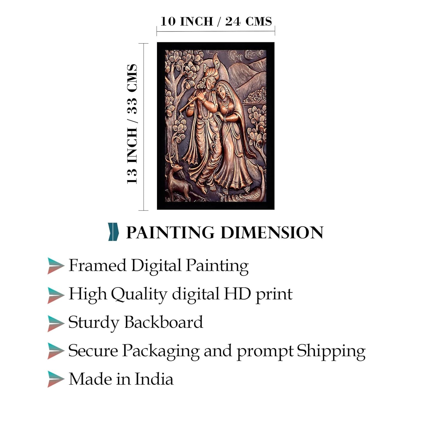 Indianara Radha Krishna Painting With Frame 13 Inches X 10 Inches