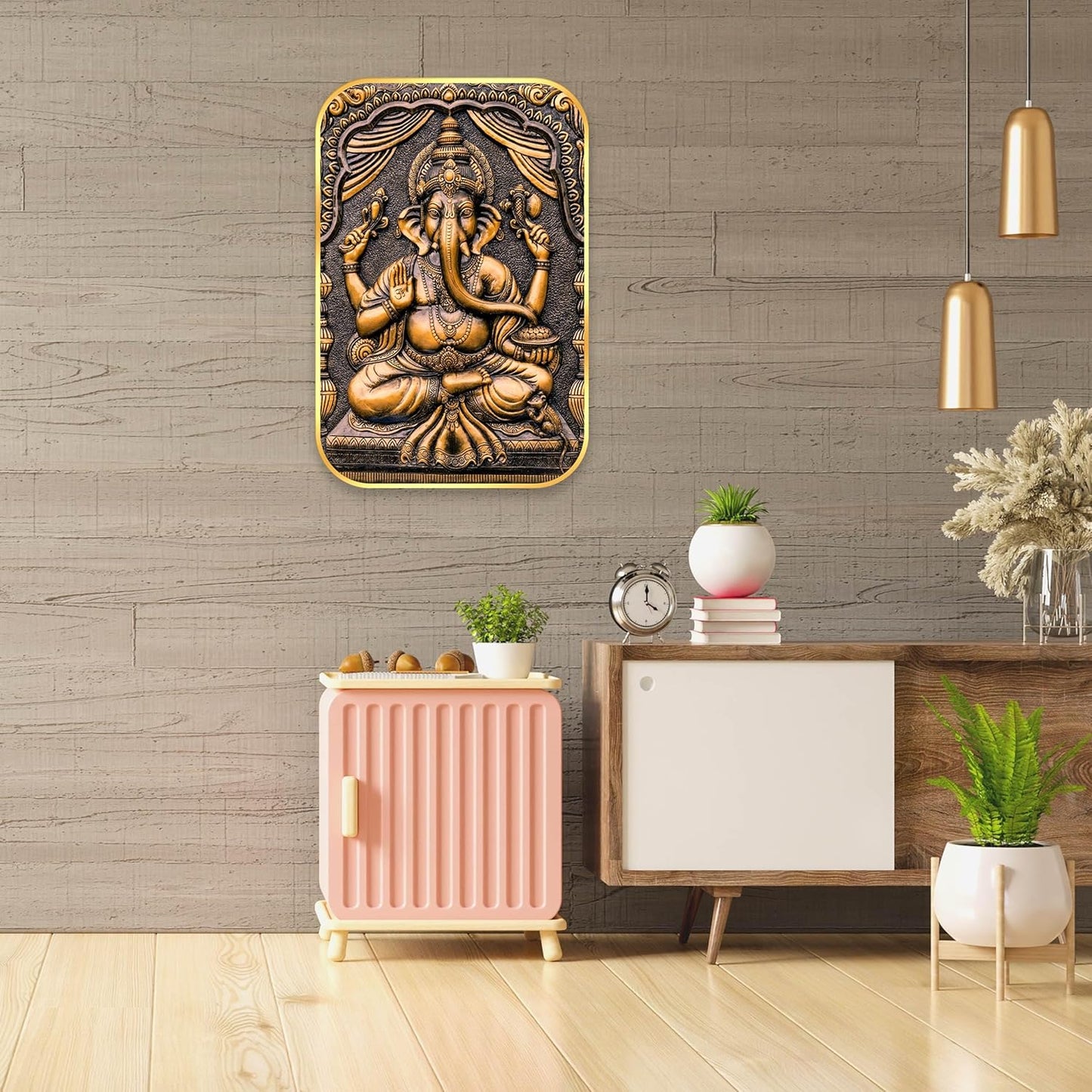 Indianara Lord Ganesha Painting With Frame 18 Inches X 12 Inches