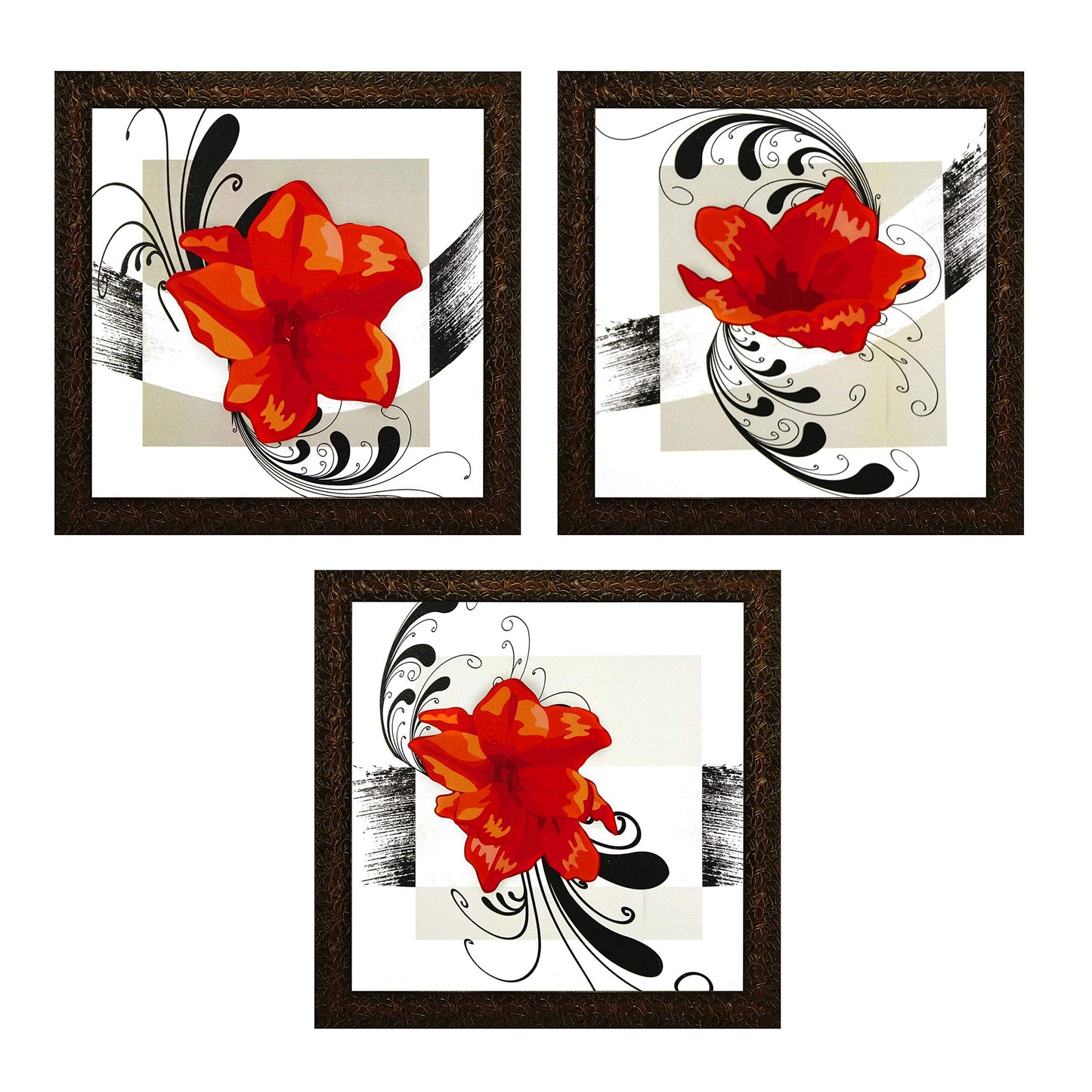 Indianara 3 Piece Set of Framed Wall Hanging Decor Modern Art(1066) Prints 8.7 Inch X 8.7 Inch Without Glass-Multicolour